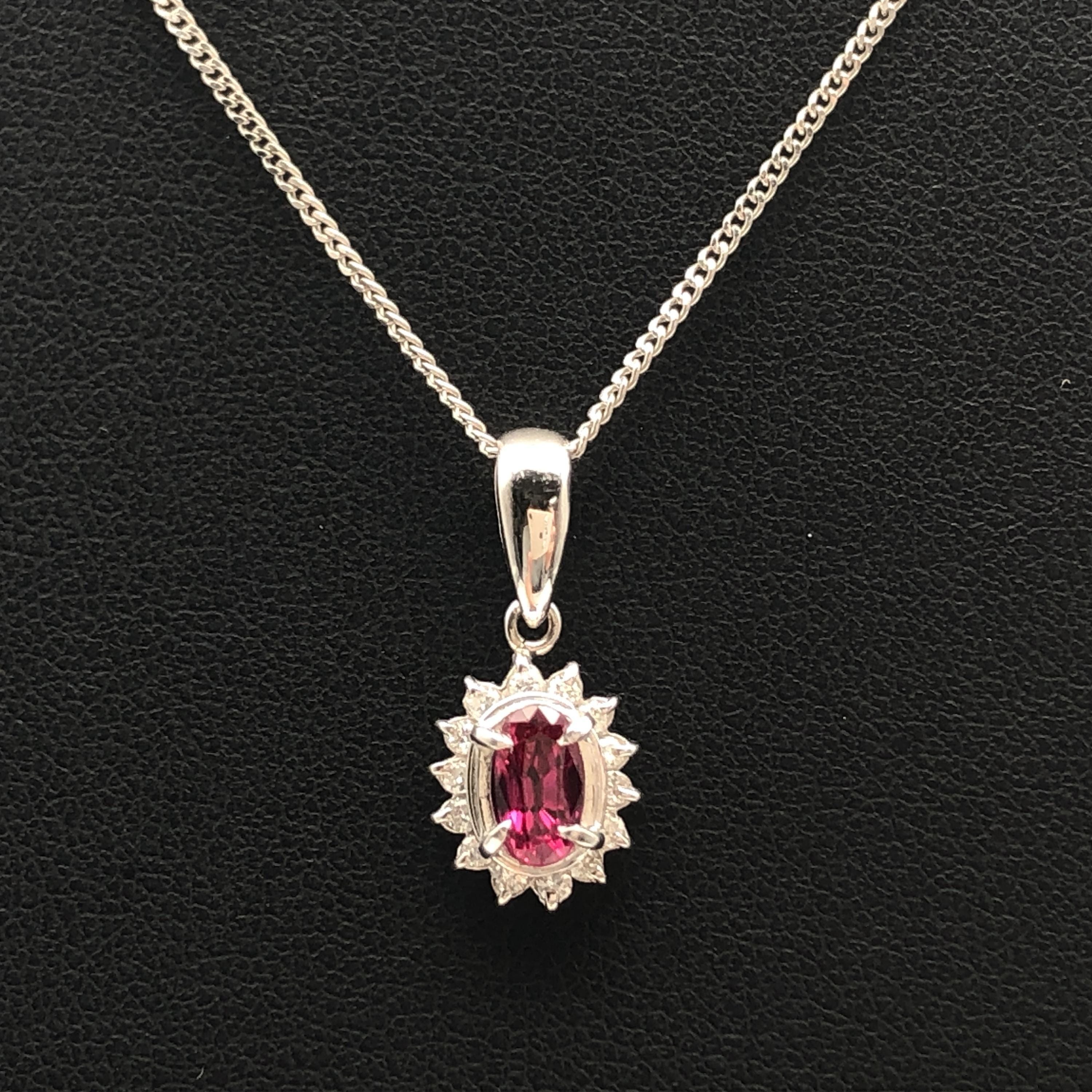 Custom Jewelry Custom Jewelry 1P Ruby & Diamond Necklace, R(0.60ct), D(0.14ct), PT900/PT850, 4.4g, 15inch C297117