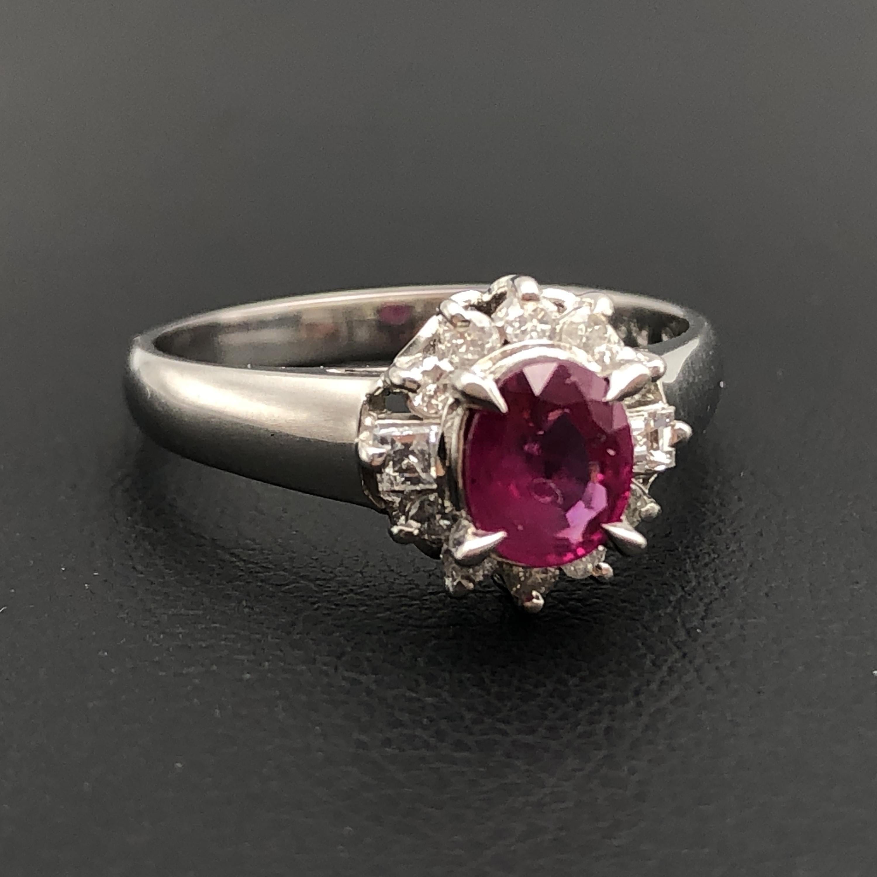 Custom Jewelry Custom Jewelry 1P Ruby & Diamond Ring, R(0.72ct), D(0.23ct), PT850, 3.9g, US size 6 C366012
