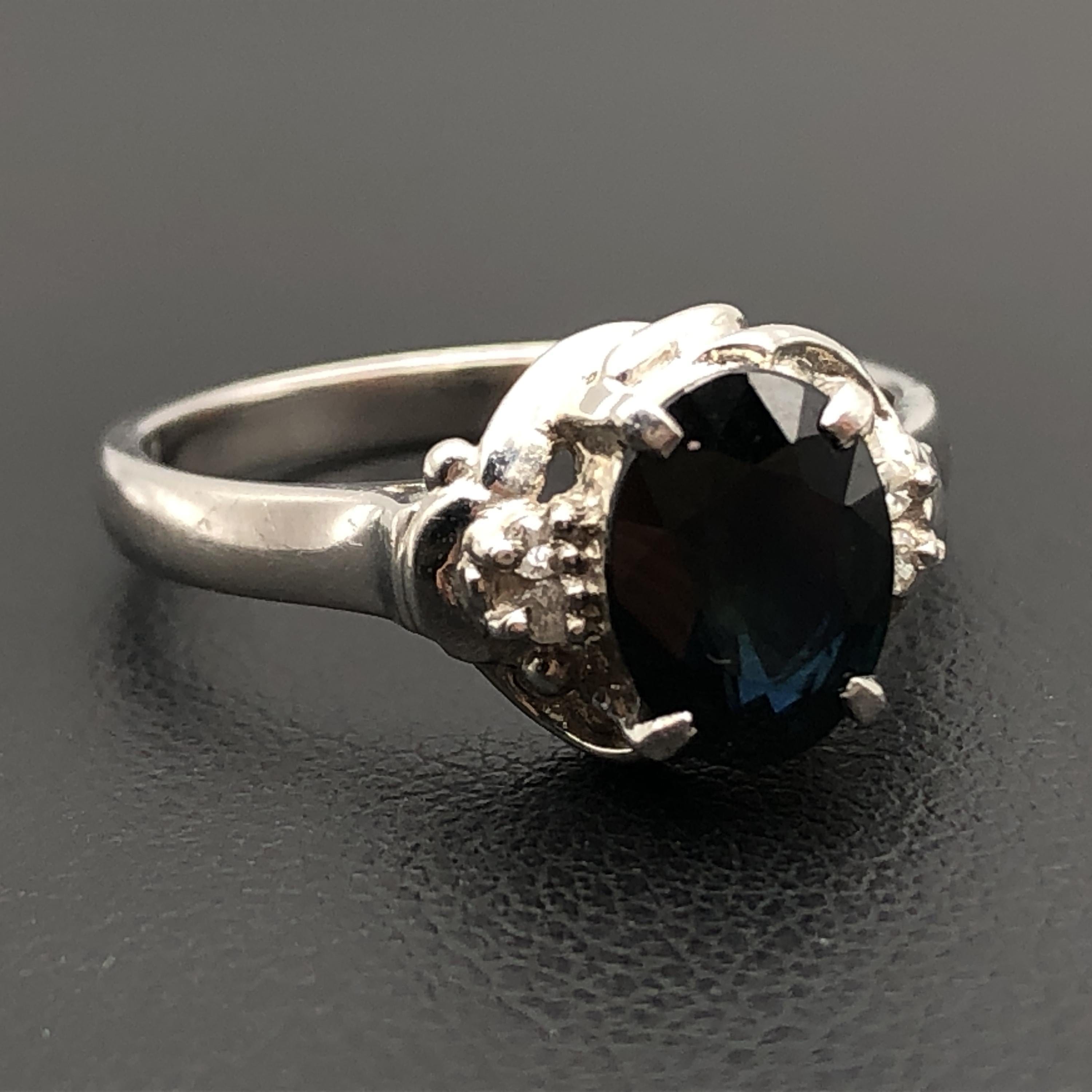 Custom Jewelry Custom Jewelry 1P Sapphire & Diamond Ring, S(1.00ct), D(0.04ct), PT900, 4.3g, US Size 6 C355630