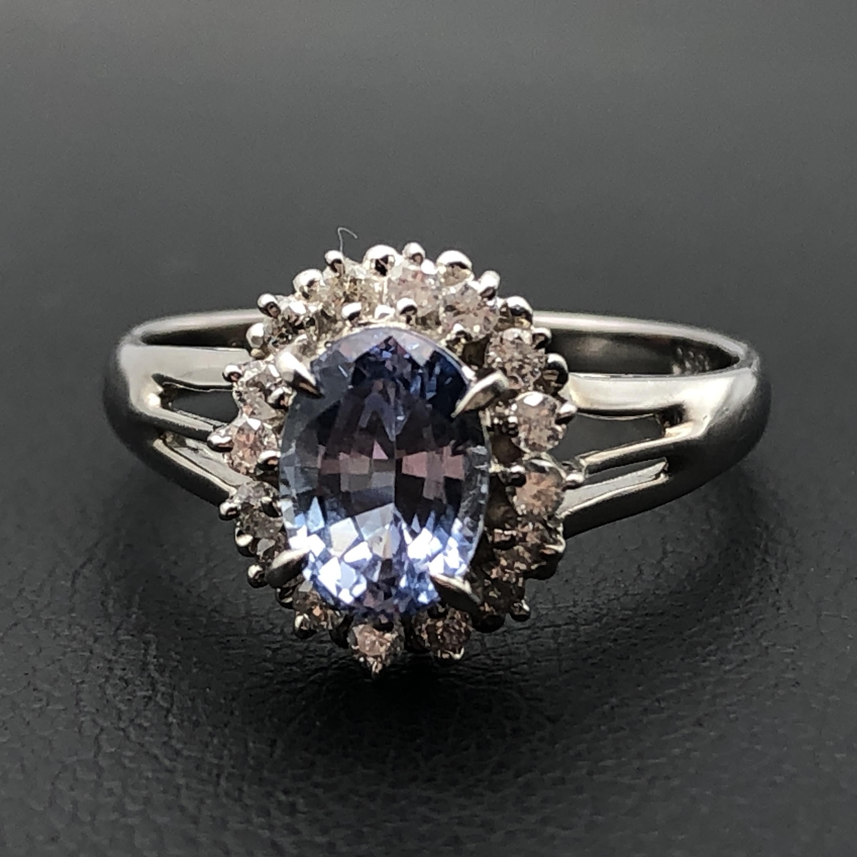 Custom Jewelry Custom Jewelry 1P Sapphire & Diamond Ring, S(1.20ct), D(0.20ct), PT850, 3.7g, US Size 6, Sorting Included C387016