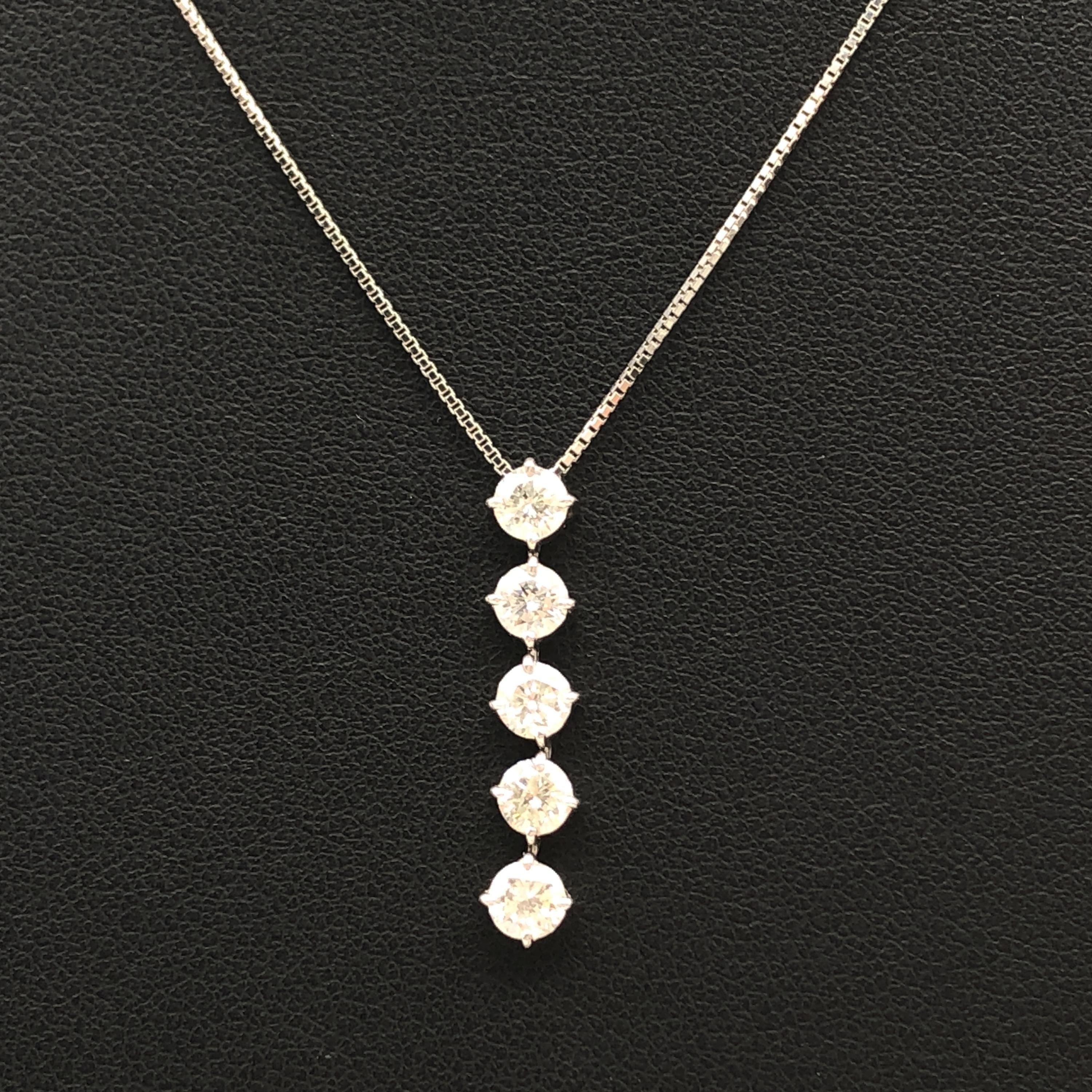 Custom Jewelry Custom Jewelry 5P Diamond Necklace, D(0.72ct), PT900/PT850, 4.2g, 17inch C297090