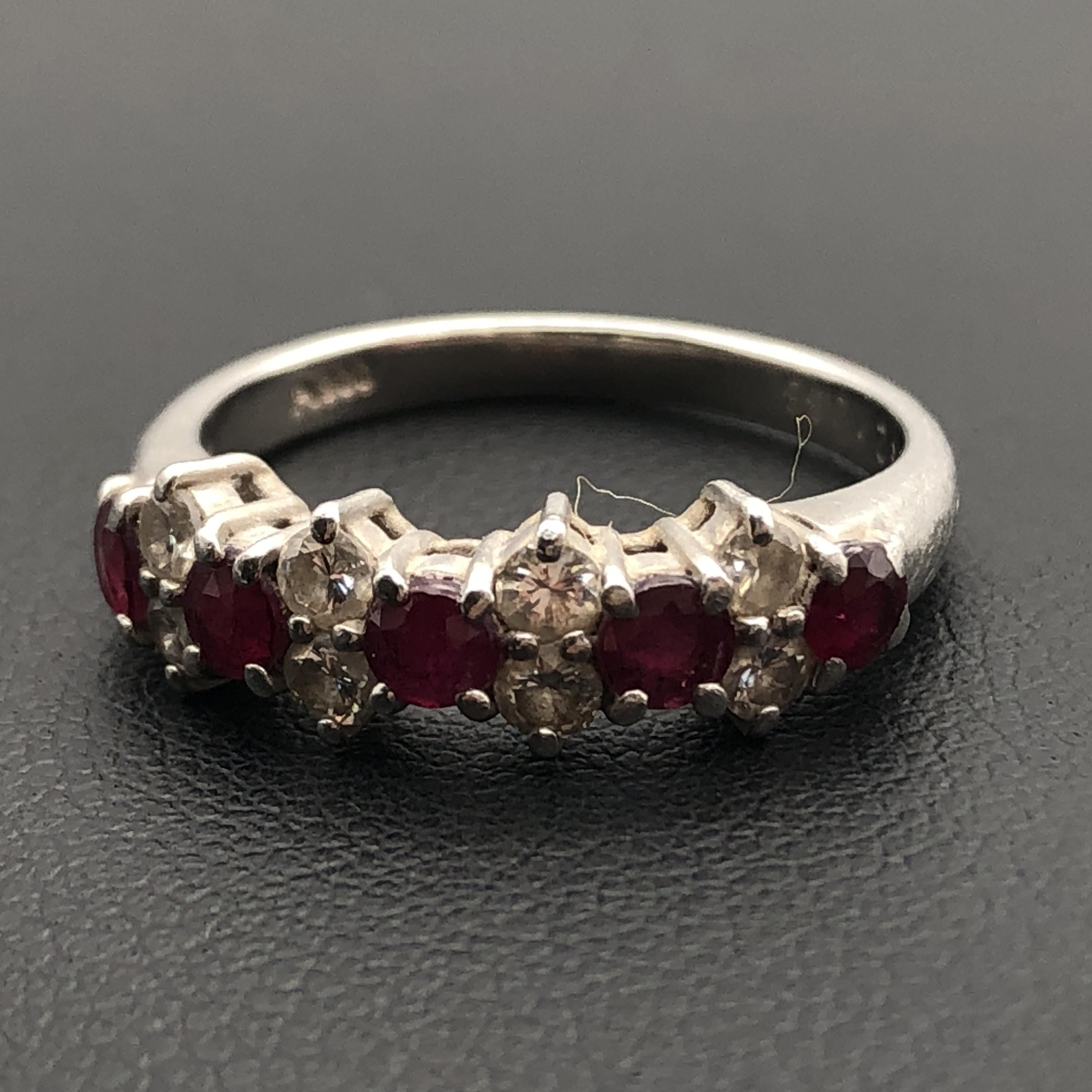 Custom Jewelry Custom Jewelry 5P Ruby & Diamond Ring, R(0.92ct), D(0.38ct), PT900, 4.5g, US Size 6 C387011