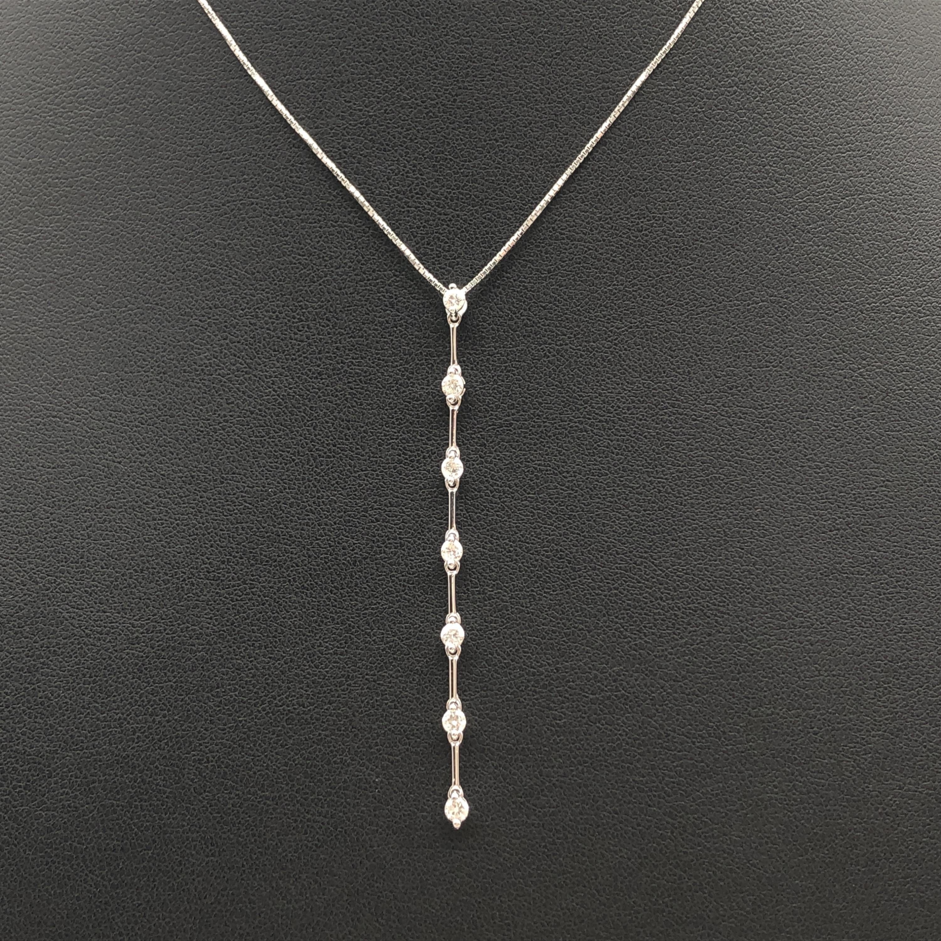 Custom Jewelry Custom Jewelry 7P Diamond Drop Necklace, D(0.50ct), K18WG, 3.5g, 16inch C355298