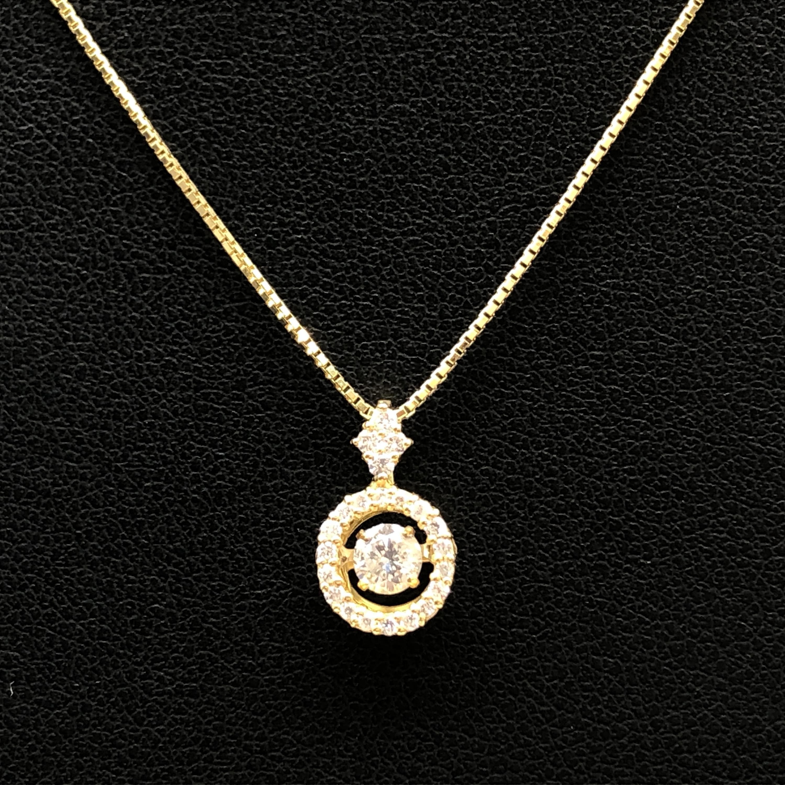 Custom Jewelry Custom Jewelry Dancing Diamond Necklace, D(0.20ct/0.13ct), K18YG, 2.6g, 17inch C387122