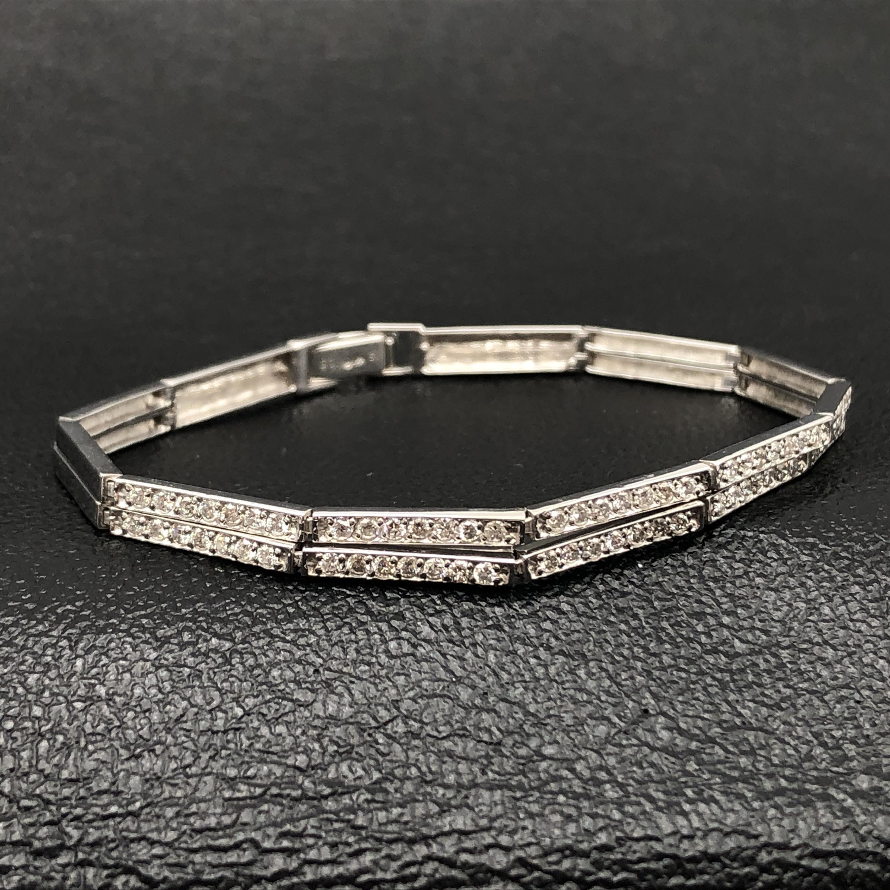 Custom Jewelry Custom Jewelry Diamond Bracelet, D(1.05ct), K18WG, 9.4g, 6.5inch C387941
