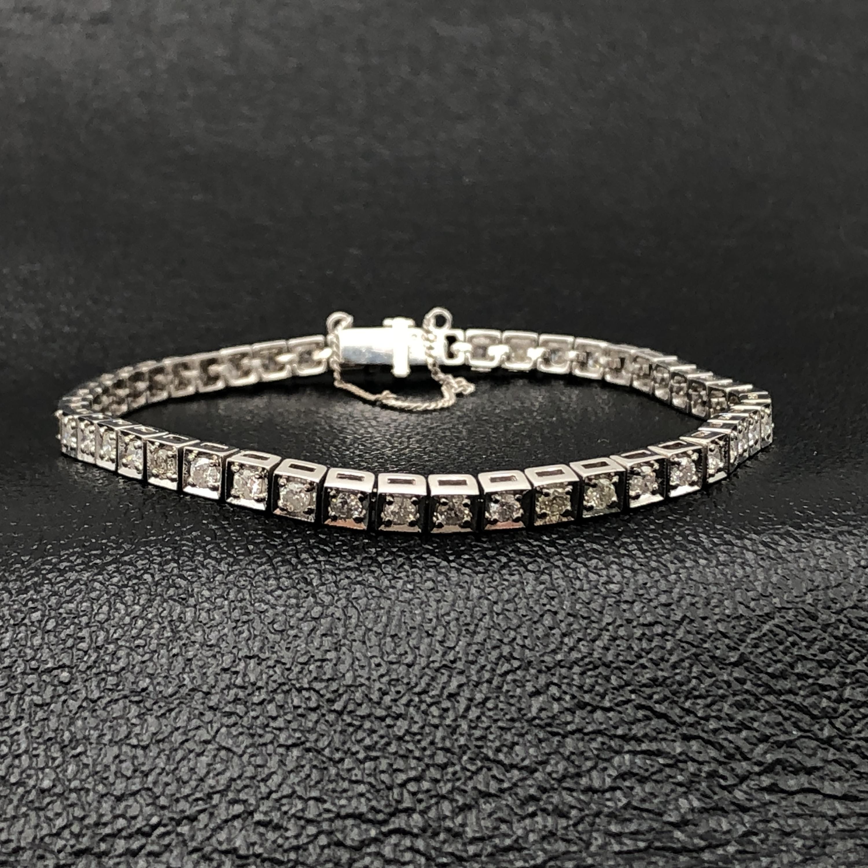 Custom Jewelry Custom Jewelry Diamond Tennis Bracelet, D(2.0ct), K14WG, 12.6g, 6.7inch C387948
