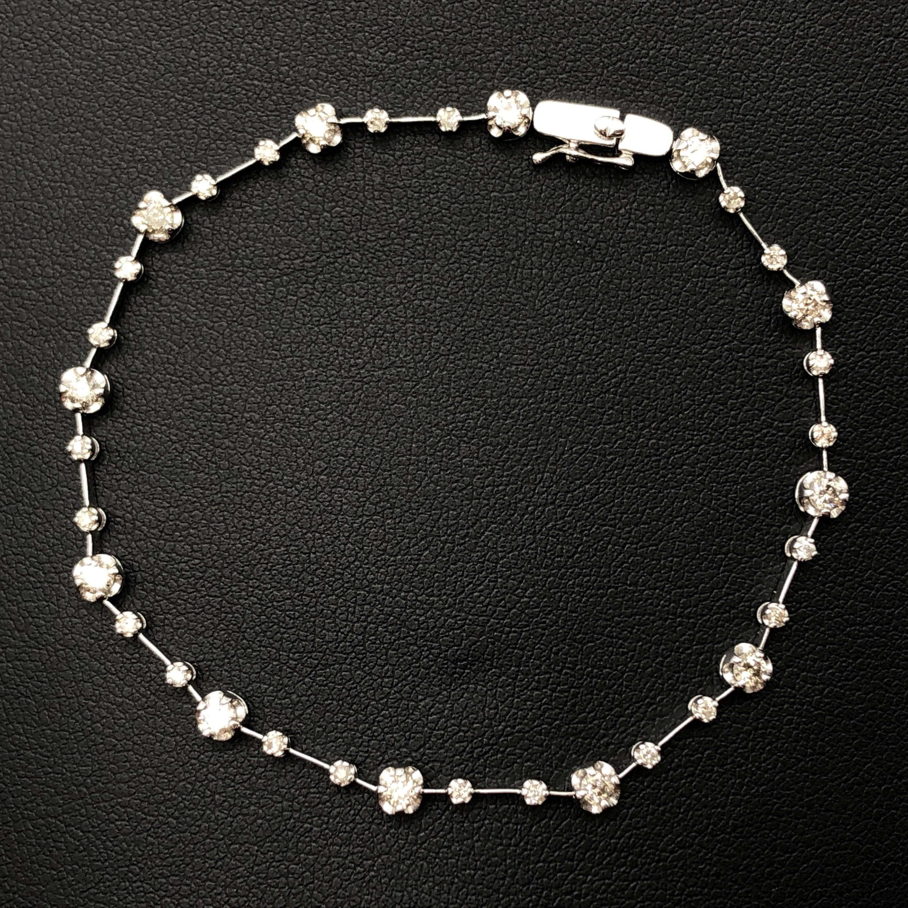 Custom Jewelry Custom Jewelry Diamond Tennis Bracelet, K14WG, D(1ct), 3.5g, US Size Approx 6.3inch C387378