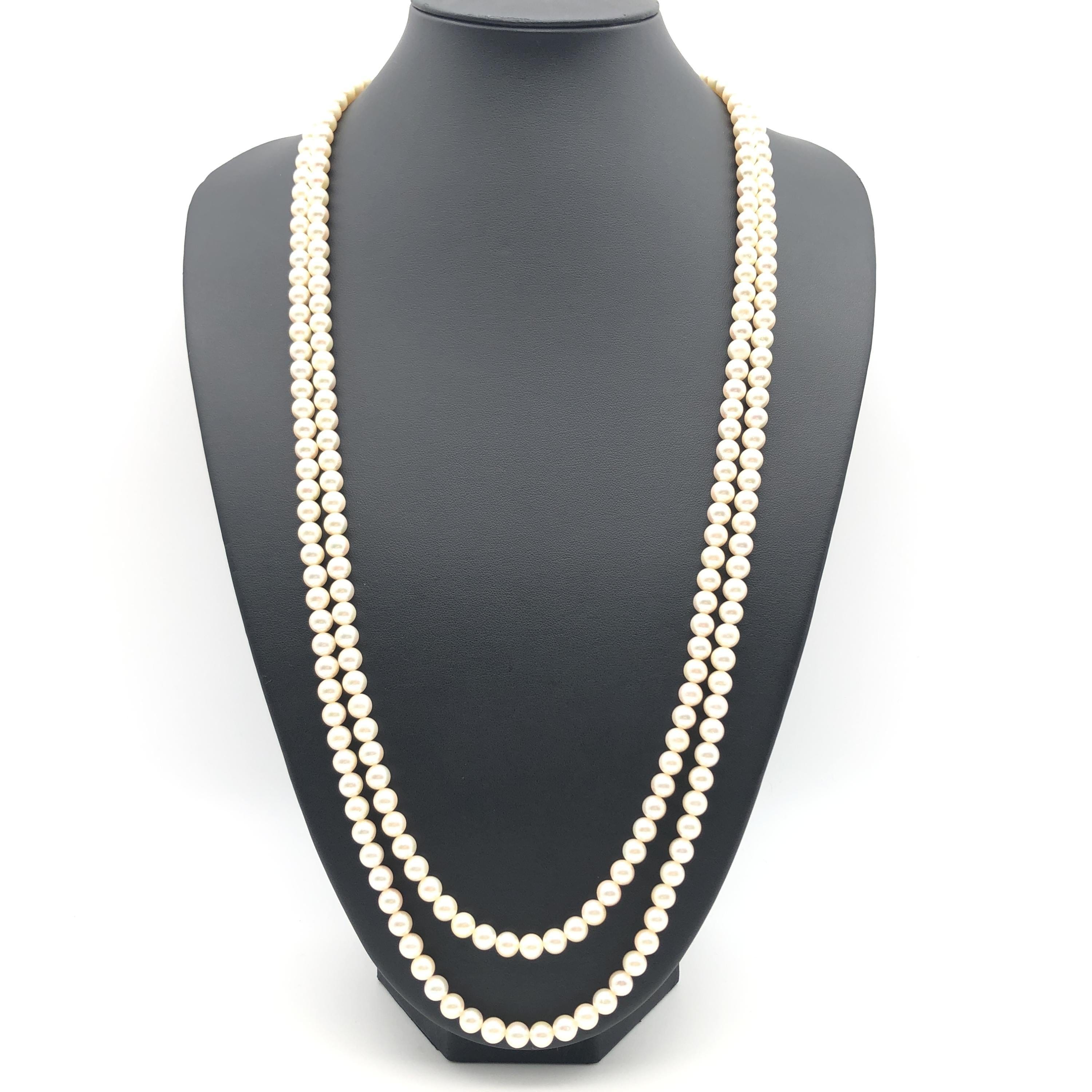 Custom Jewelry Custom Jewelry Double-strand Pearl Necklace, P(6.5~6.8mm), SV, 110.8g, 33inch C355710