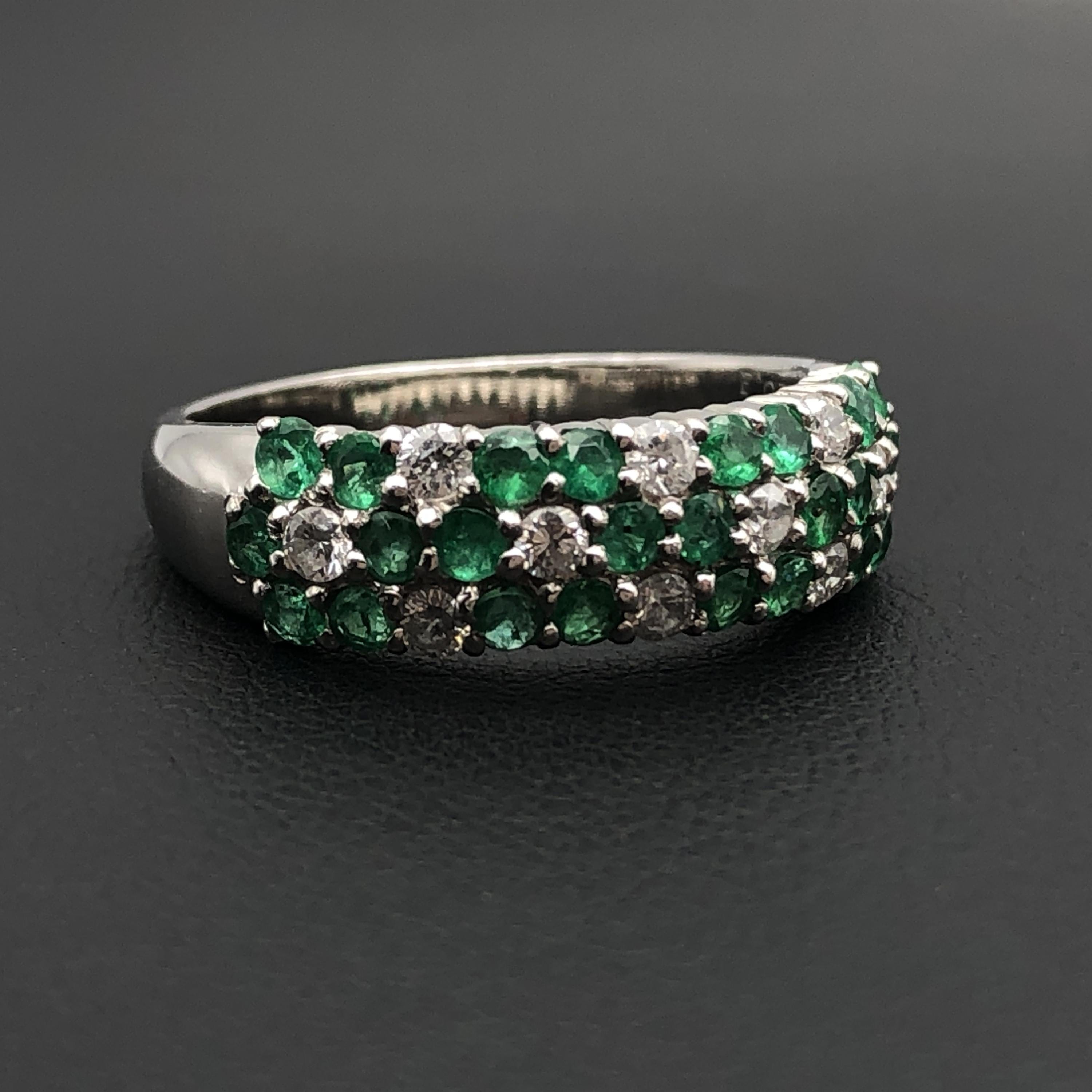Custom Jewelry Custom Jewelry Emerald & Diamond Ring, E(0.70ct), D(0.30ct), PT900, 5.6g, US Size 7 C355497