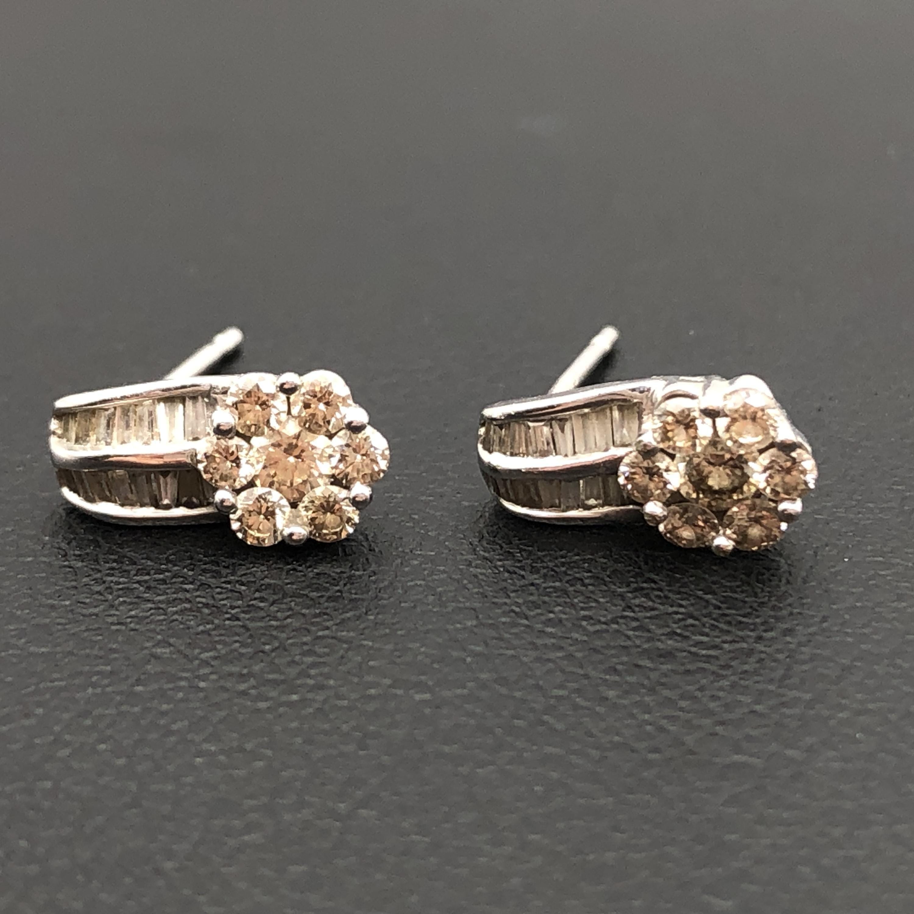 Custom Jewelry Custom Jewelry Flower Motif Diamond Pierces, D(0.24ct), K18WG, 1.4g C366206