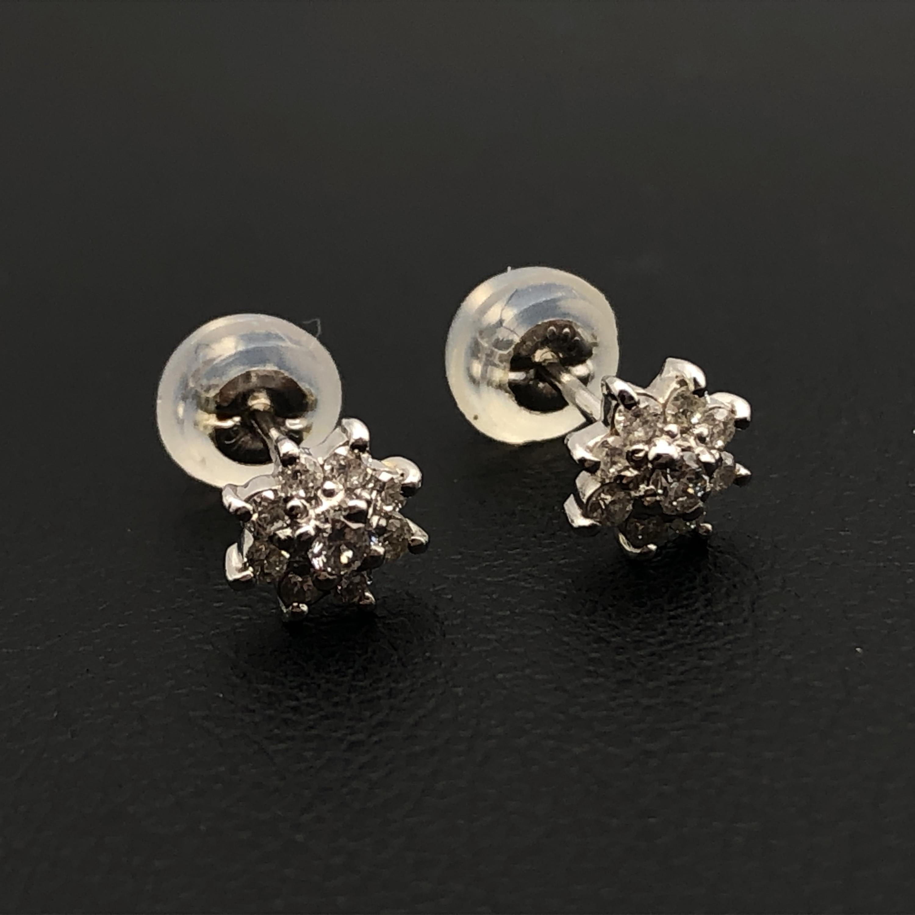 Custom Jewelry Custom Jewelry Flower Motif Diamond Pierces, K10WG/PT900, 1.1g C355274