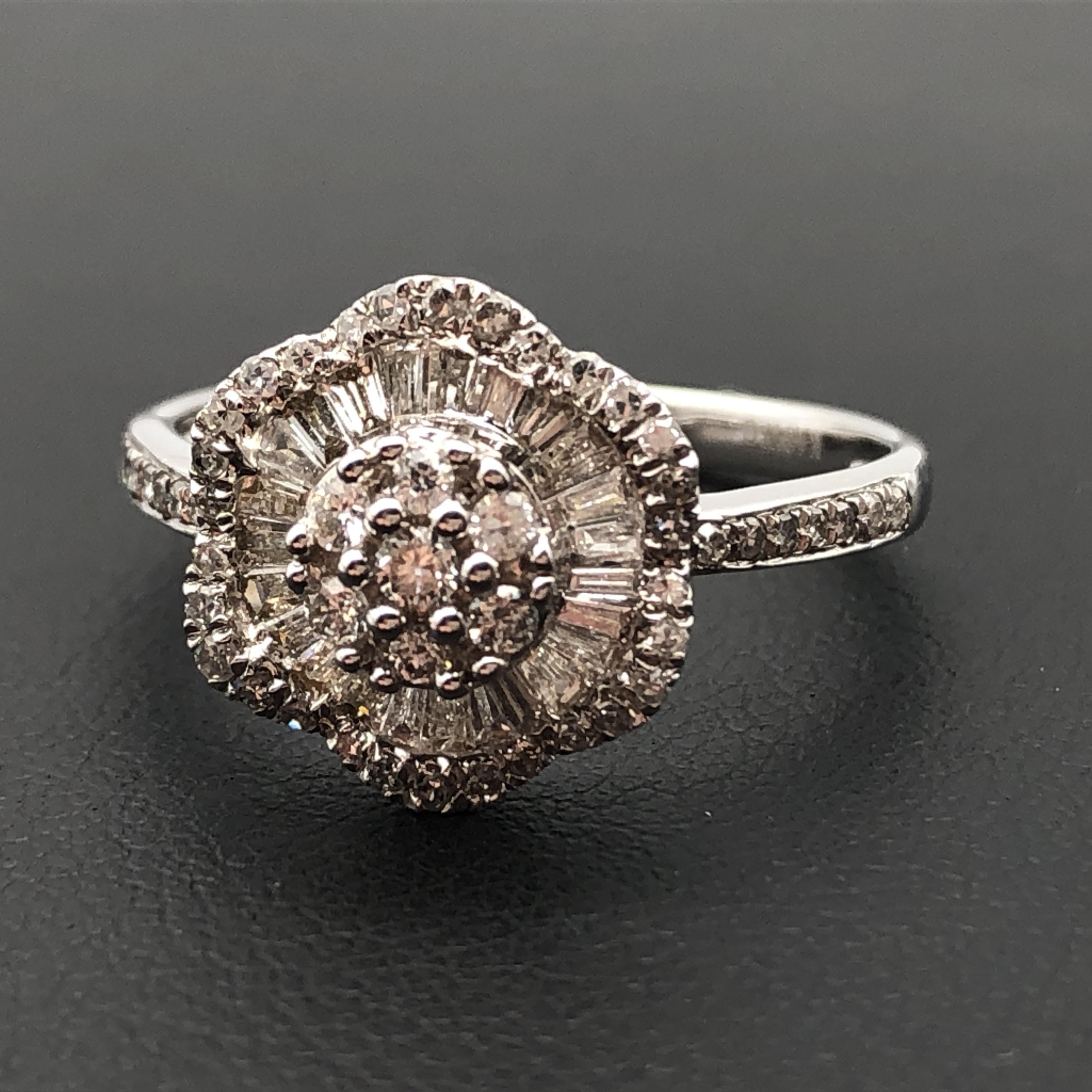 Custom Jewelry Custom Jewelry Flower Motif Diamond Ring, D(0.50ct), K18WG, 3.3g, US Size 8 C387022