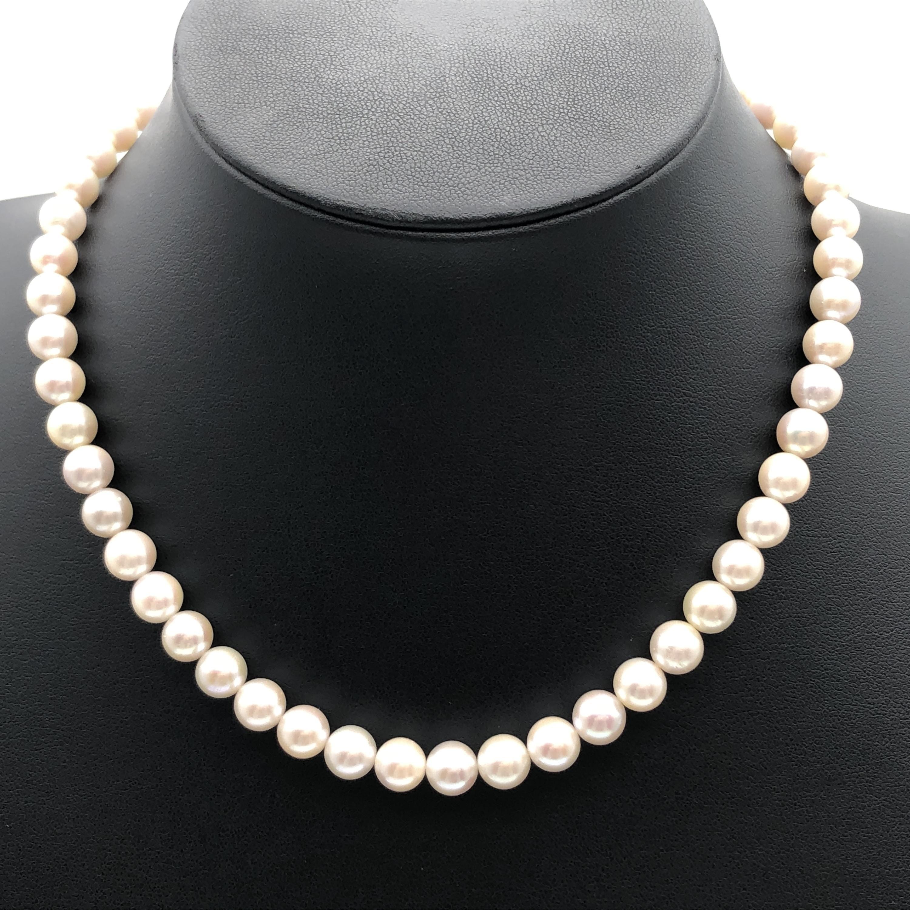 Custom Jewelry Custom Jewelry Pearl String Necklace, P(7.4~8.0mm), SV, 38.0g, 16inch C297046