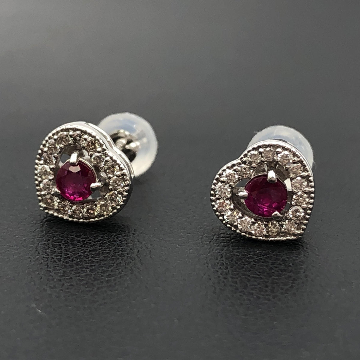 Custom Jewelry Custom Jewelry Ruby & Diamond Earrings, PT900, R(0.09ct), D(0.15ct) & D(0.14ct), 2.8g, appraisal gemological certificate/report Included C387386