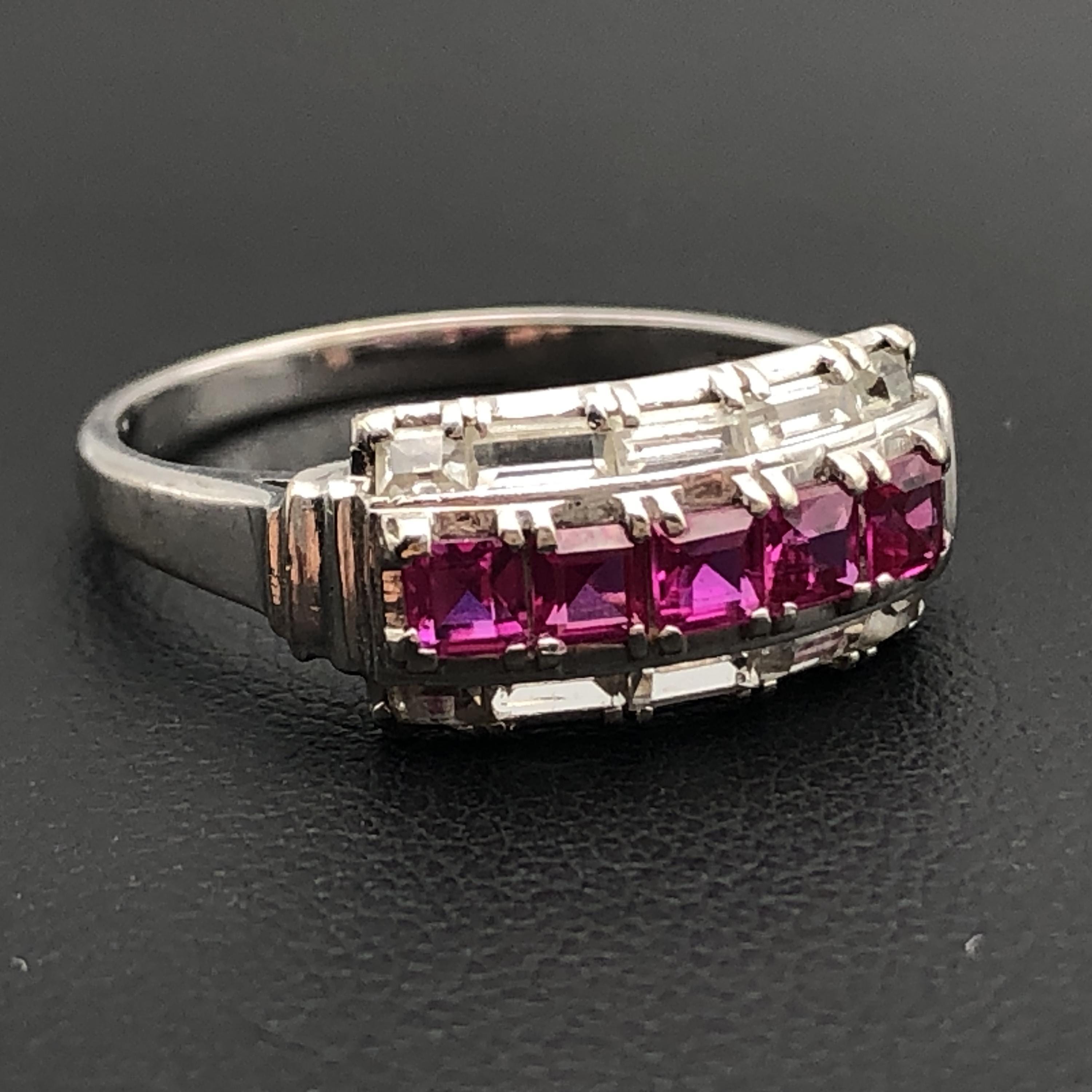 Custom Jewelry Custom Jewelry Synthetic Ruby Ring, K14WG, 2.5g, US Size 6 C366075
