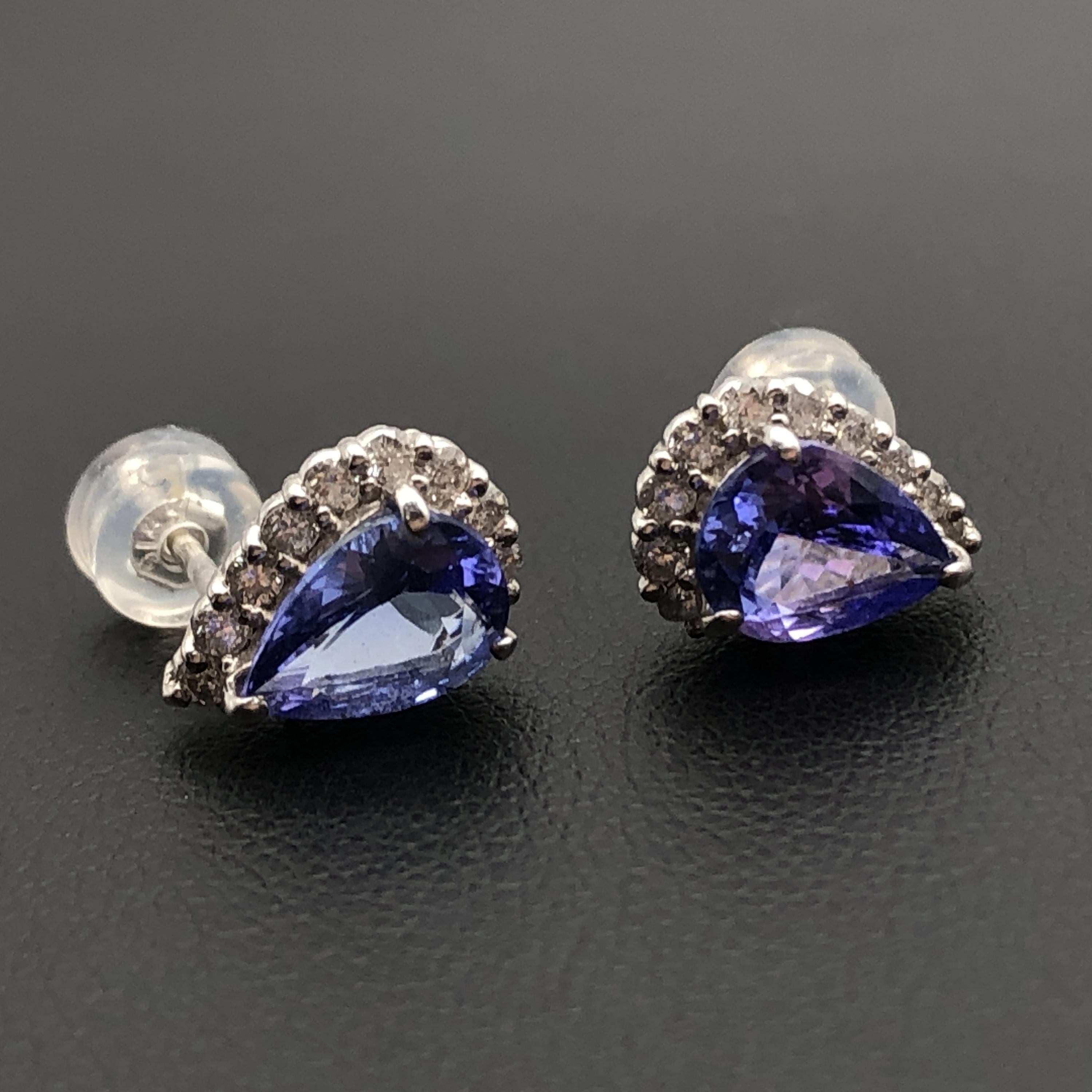 Custom Jewelry Custom Jewelry Tanzanite & Diamond Pierces, T(0.98ct/0.94ct), D(0.22ct/0.22ct), PT900, 3.2g C297093
