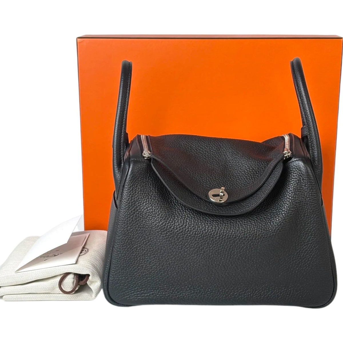 Hermes Lindy 30cm Bag in Black Clemence with PHW