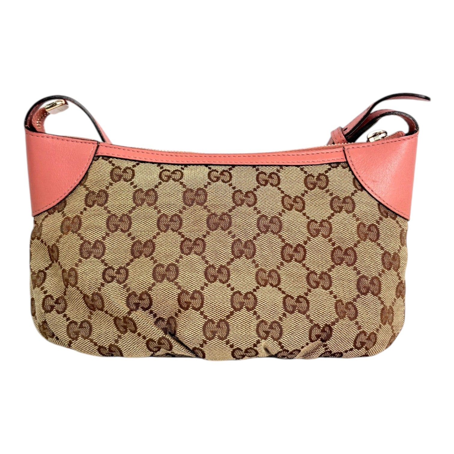 Gucci Pink Leather GG Monogram Pochette Bag