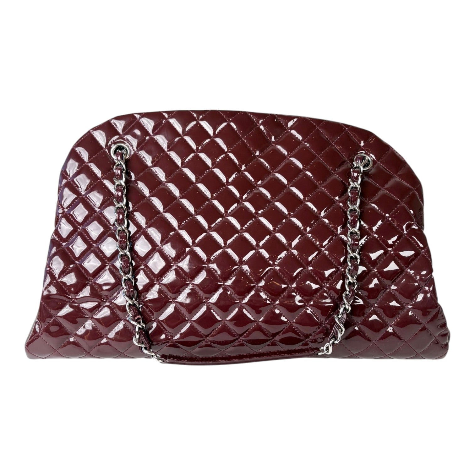 Chanel Patent Burgundy Mademoiselle Bowling Bag