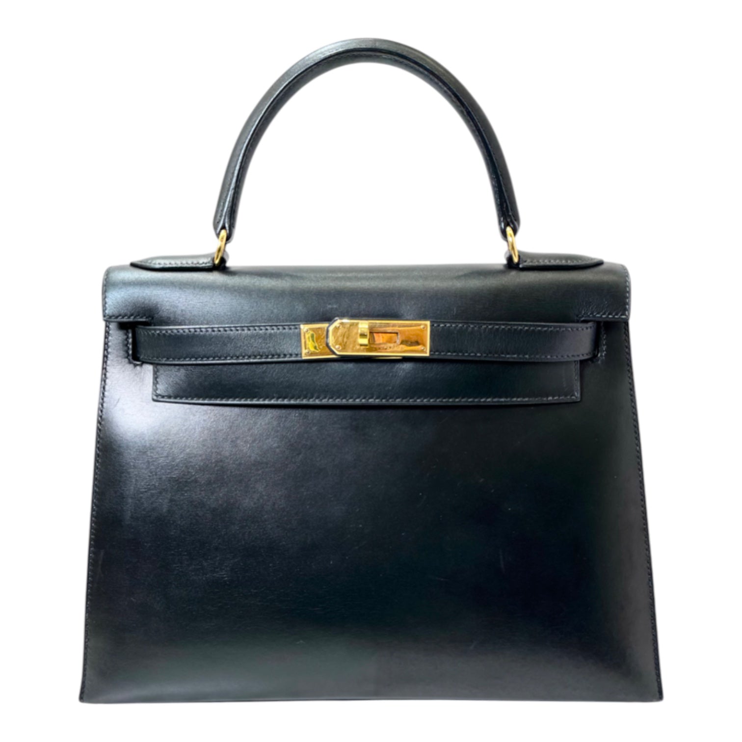 Hermes Kelly 28cm Box Leather Black/Gold