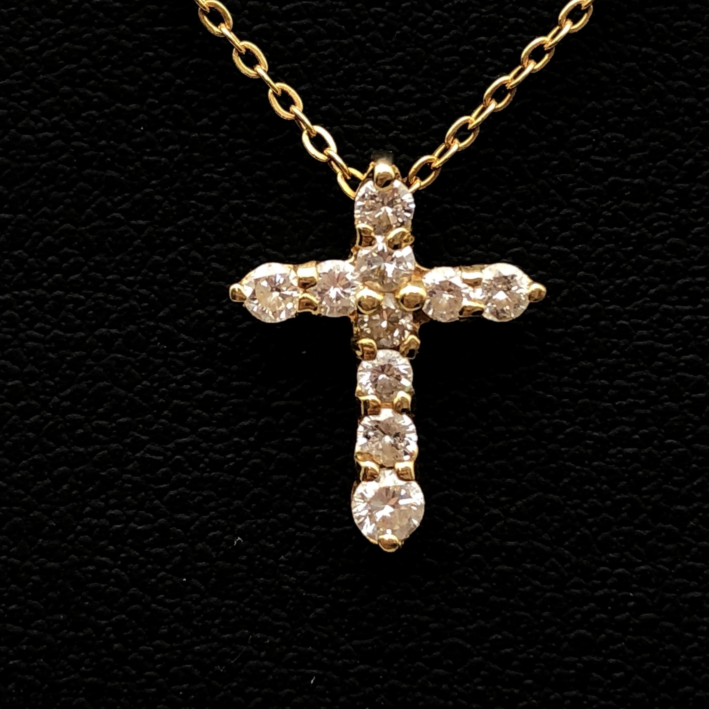 Custom Jewelry Cross Diamond Necklace, D(0.03ct), 2g, 16inch C387511