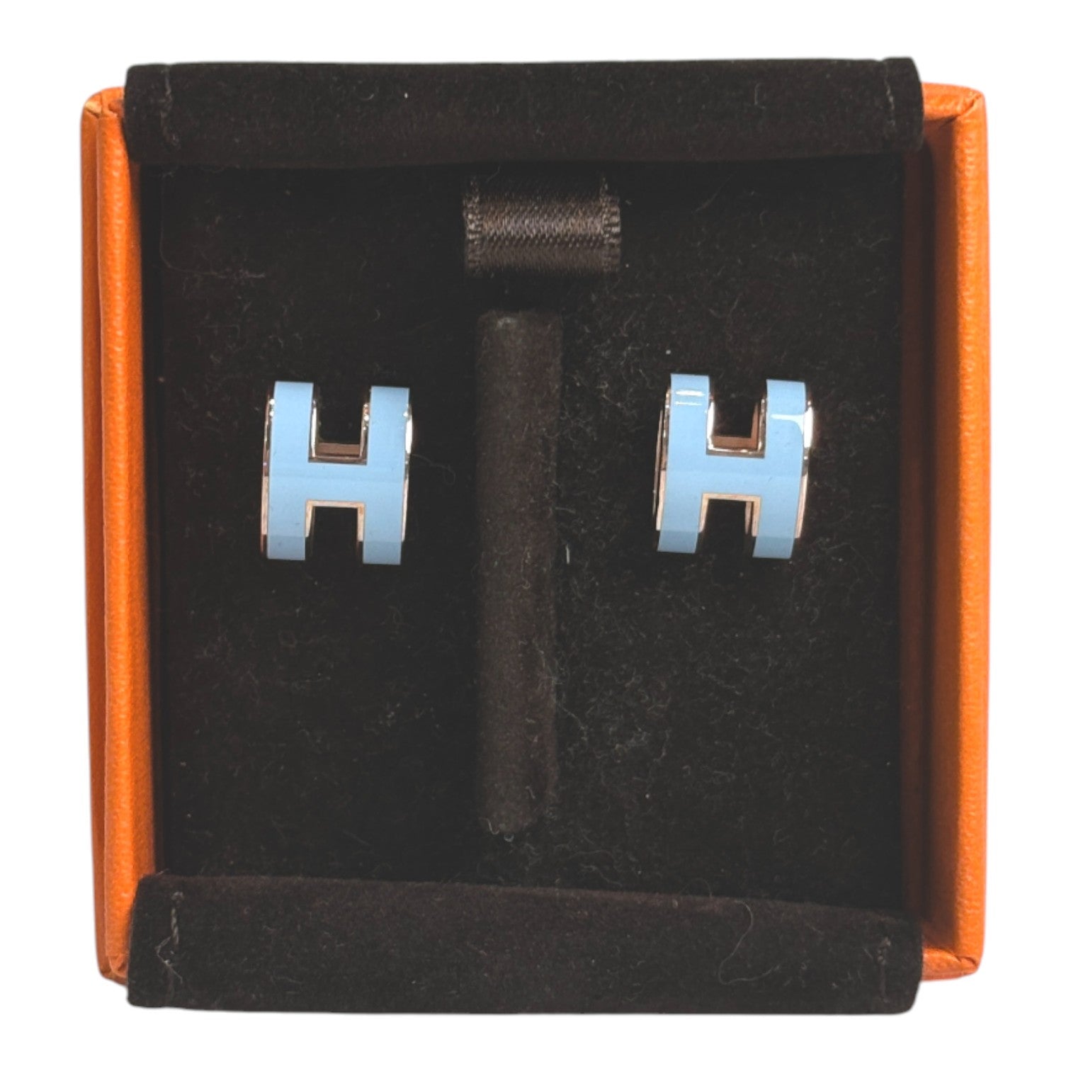 Hermes Blue H Pop Earrings