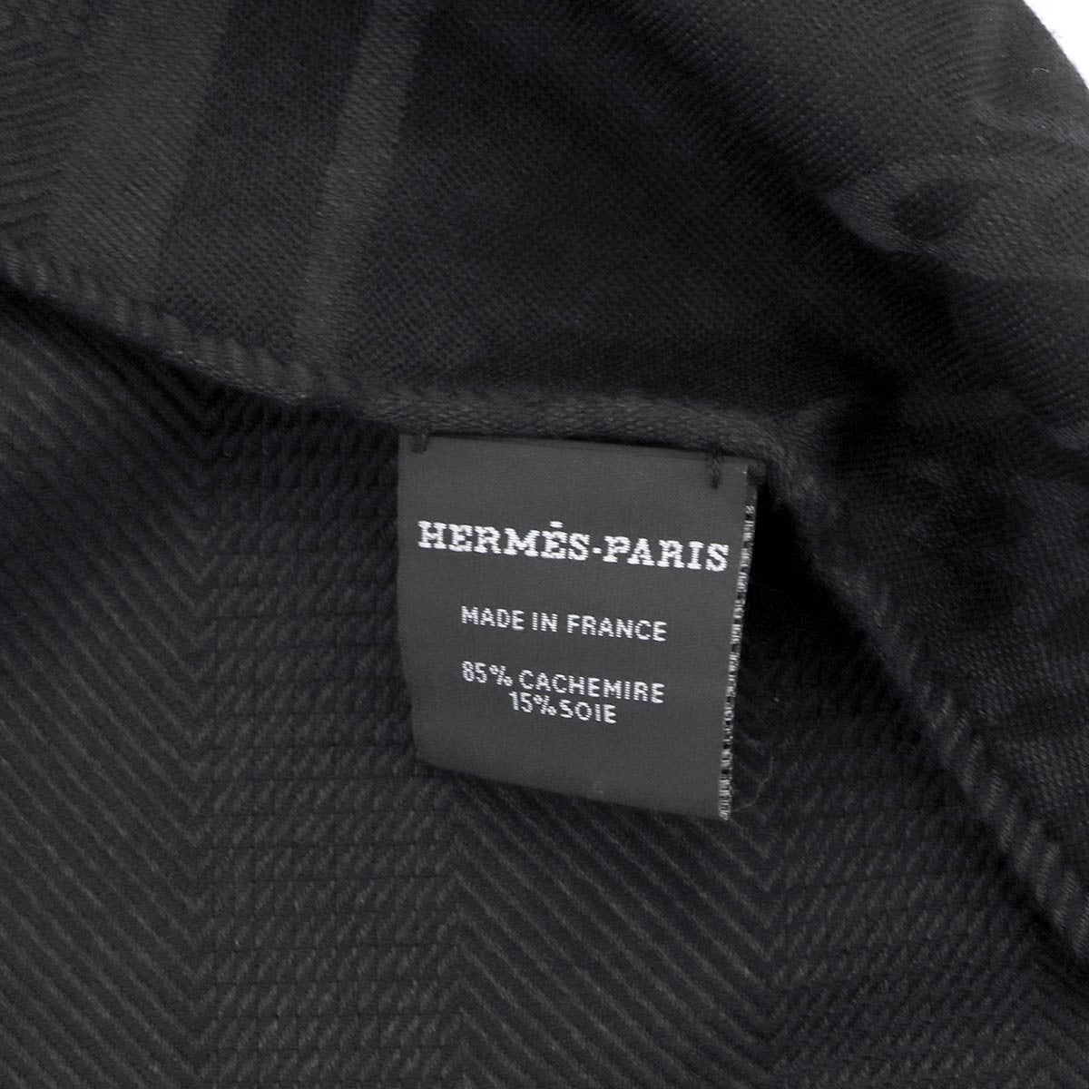 HERMES New Libris Stola Sciarpa Cashmere Soie Nero Scialle Accessorio 902933535