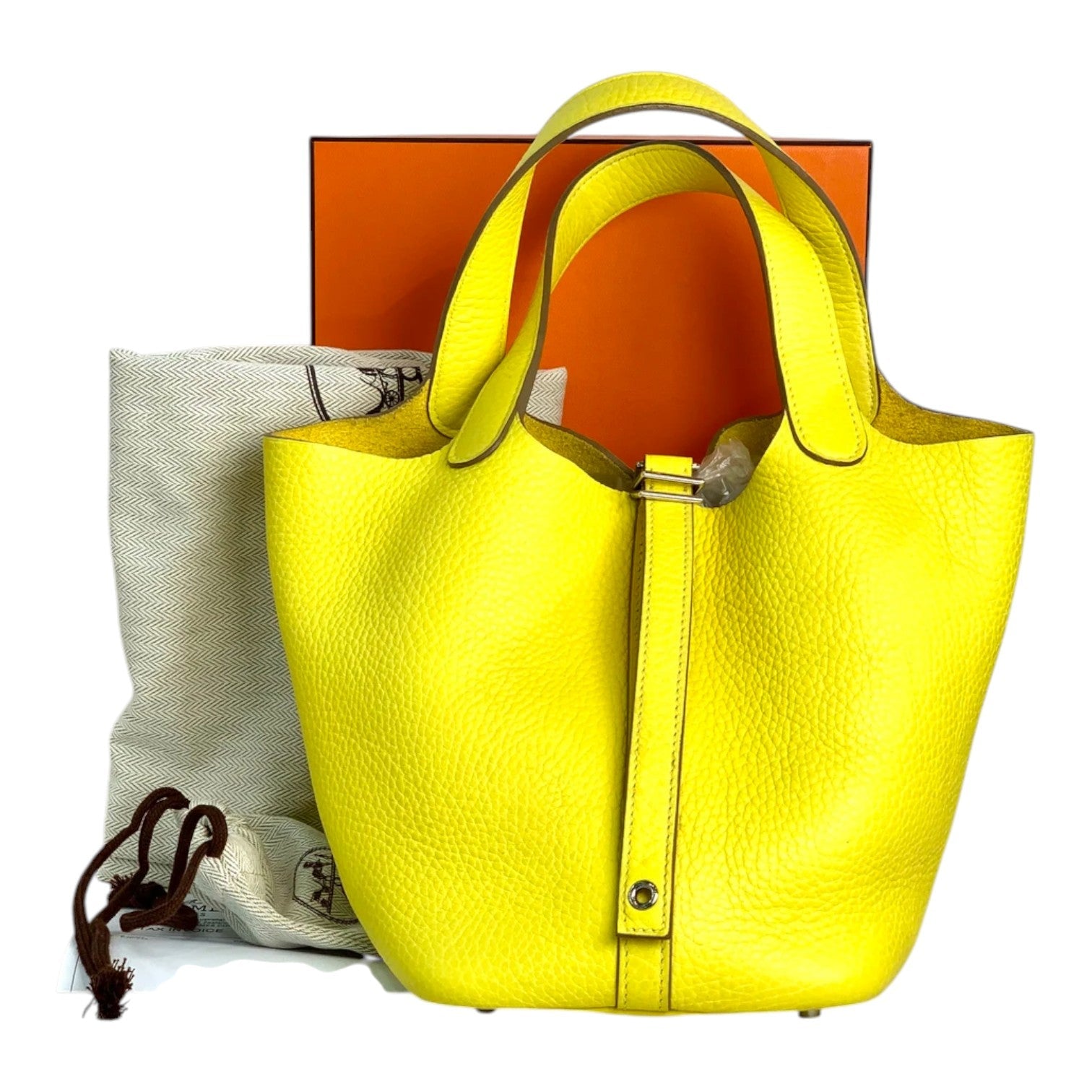 Hermes Lime Picotin 18cm Lime Bag in Clemence