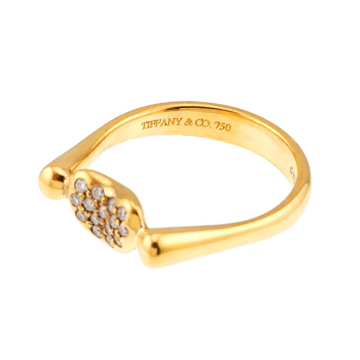 TIFFANY Co. Bean Diamond Ring 18K Yellow Gold 750 Size5.5-5.75(US) 902964212