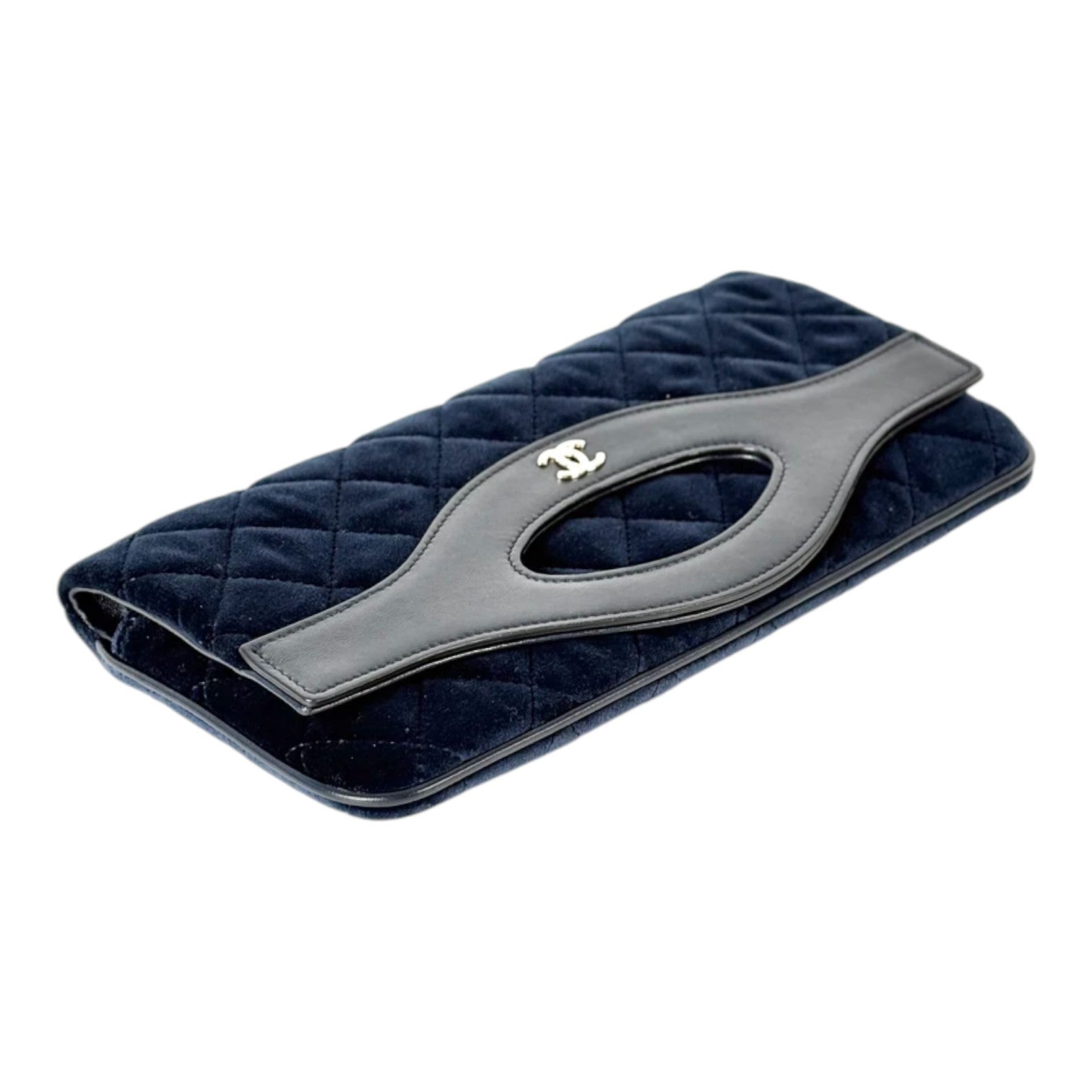 Chanel 31 Navy Velvet Clutch Bag