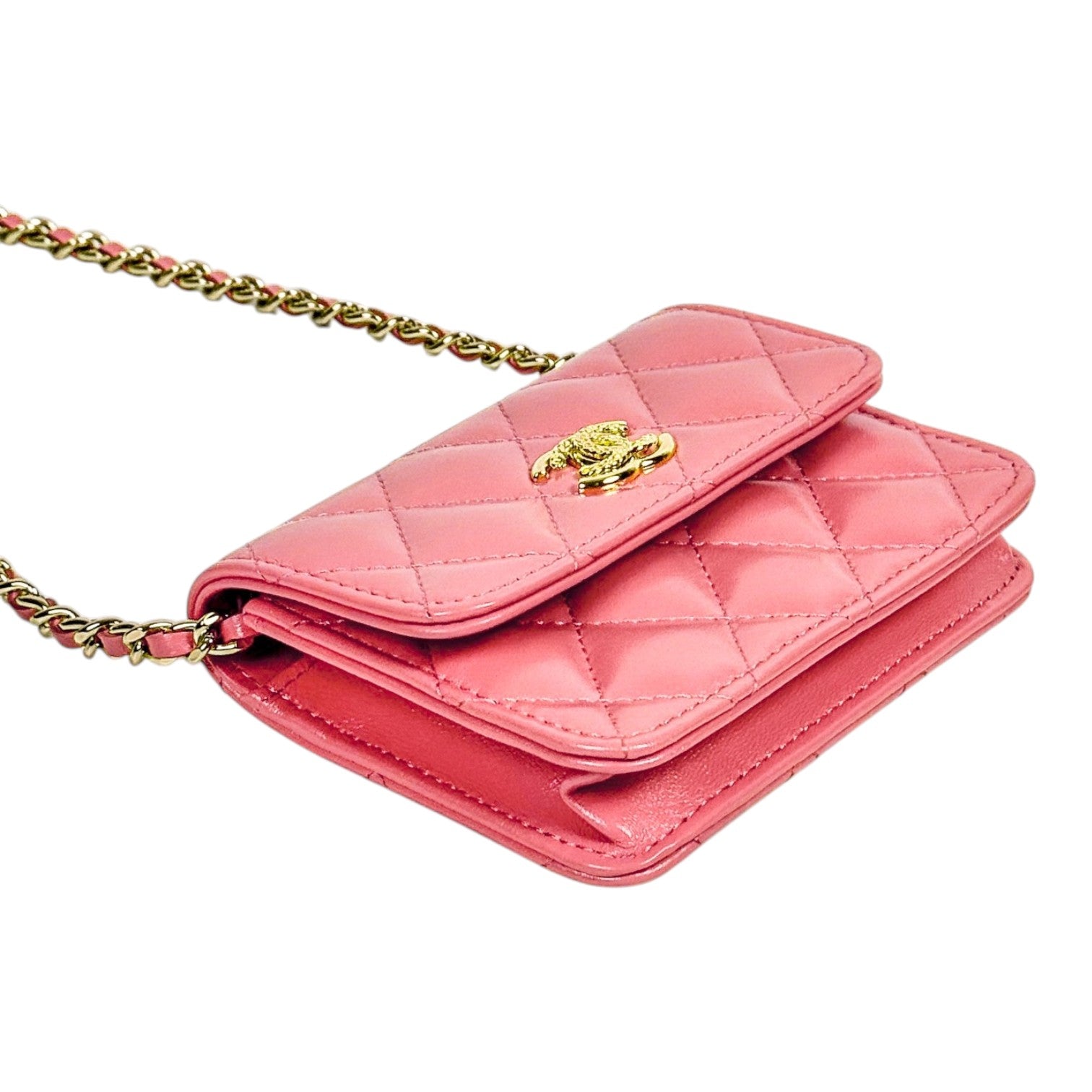 Chanel Pink Cardholder With Crossbody Chain Bag