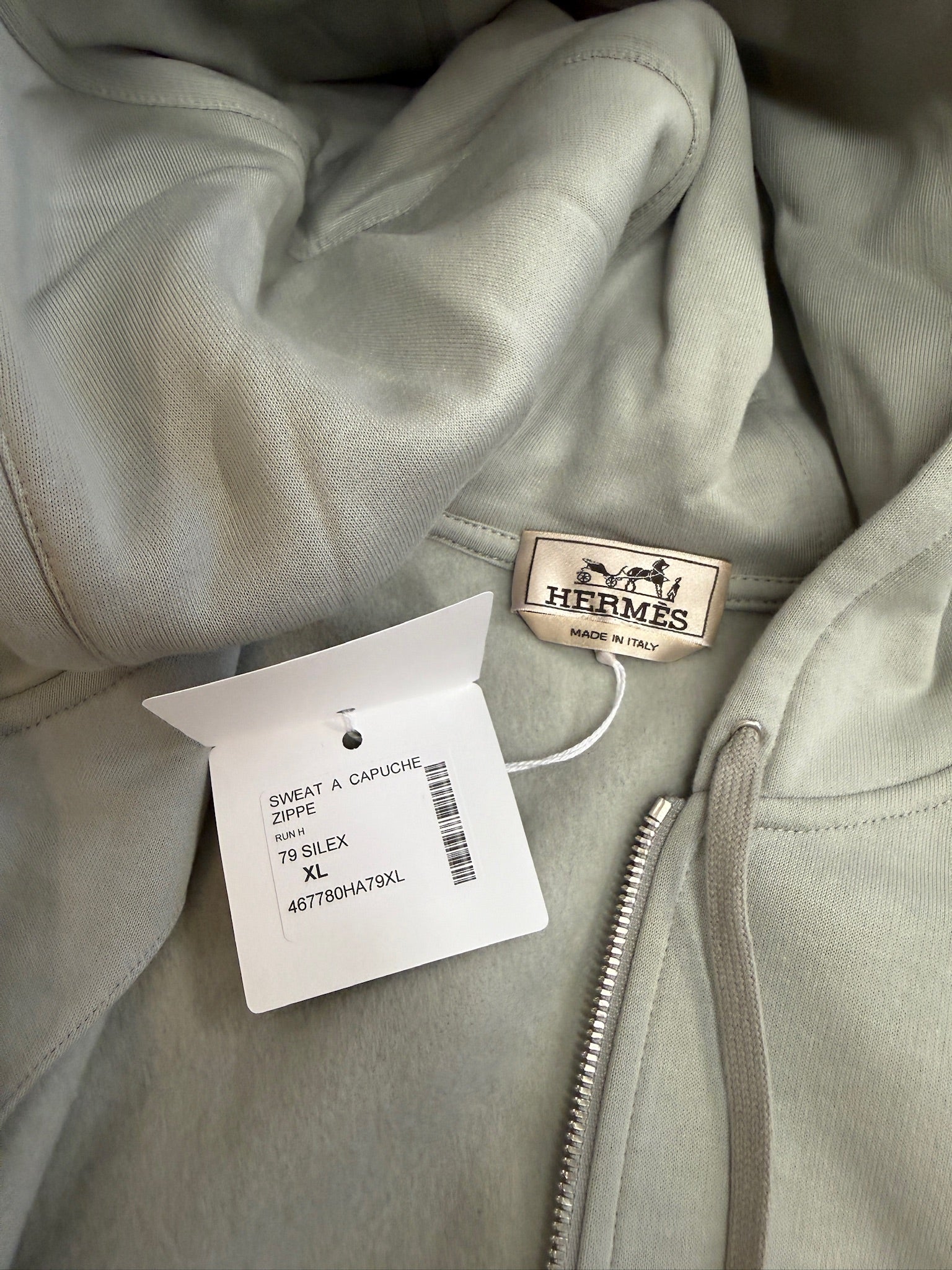 Hermès Zip Hoodie - Silex Green