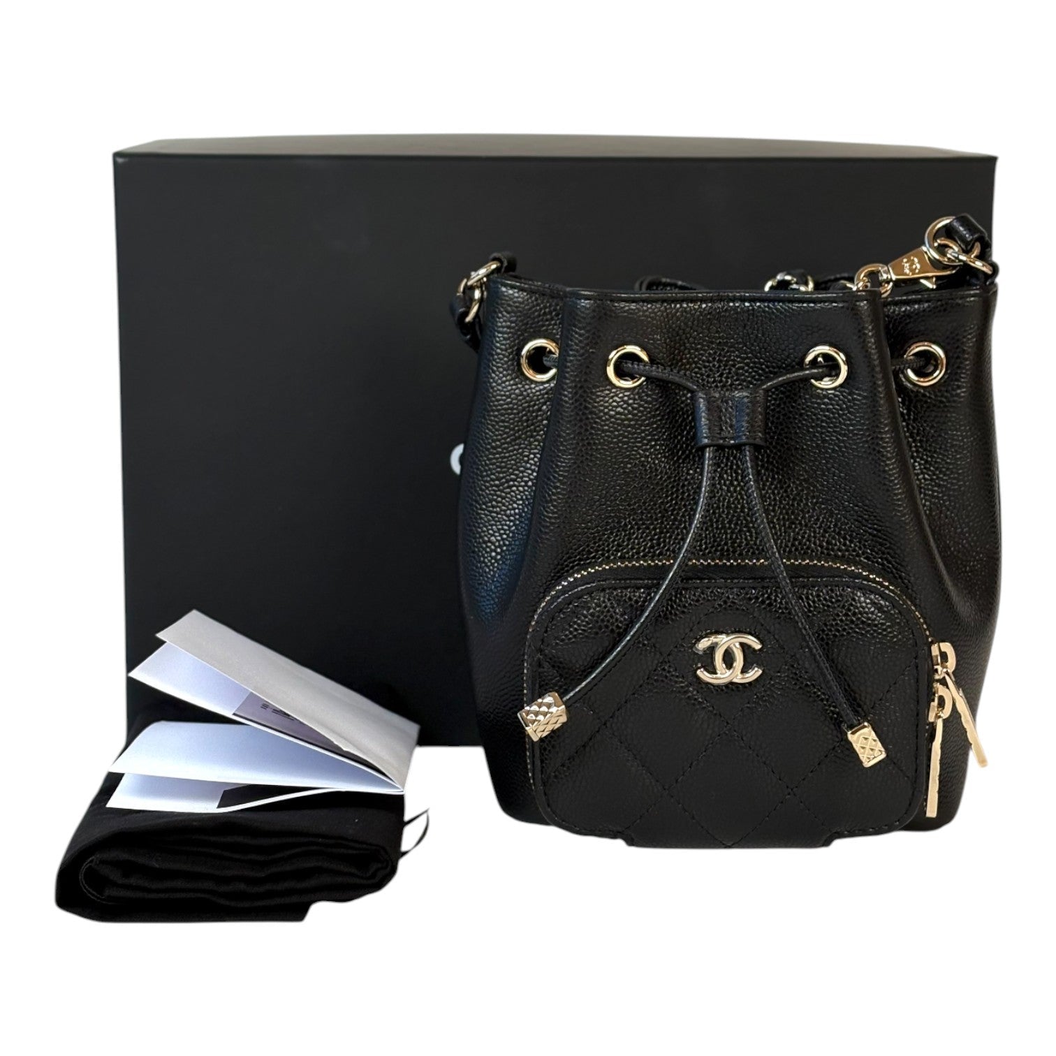 Chanel Black Caviar Nano Bucket Bag