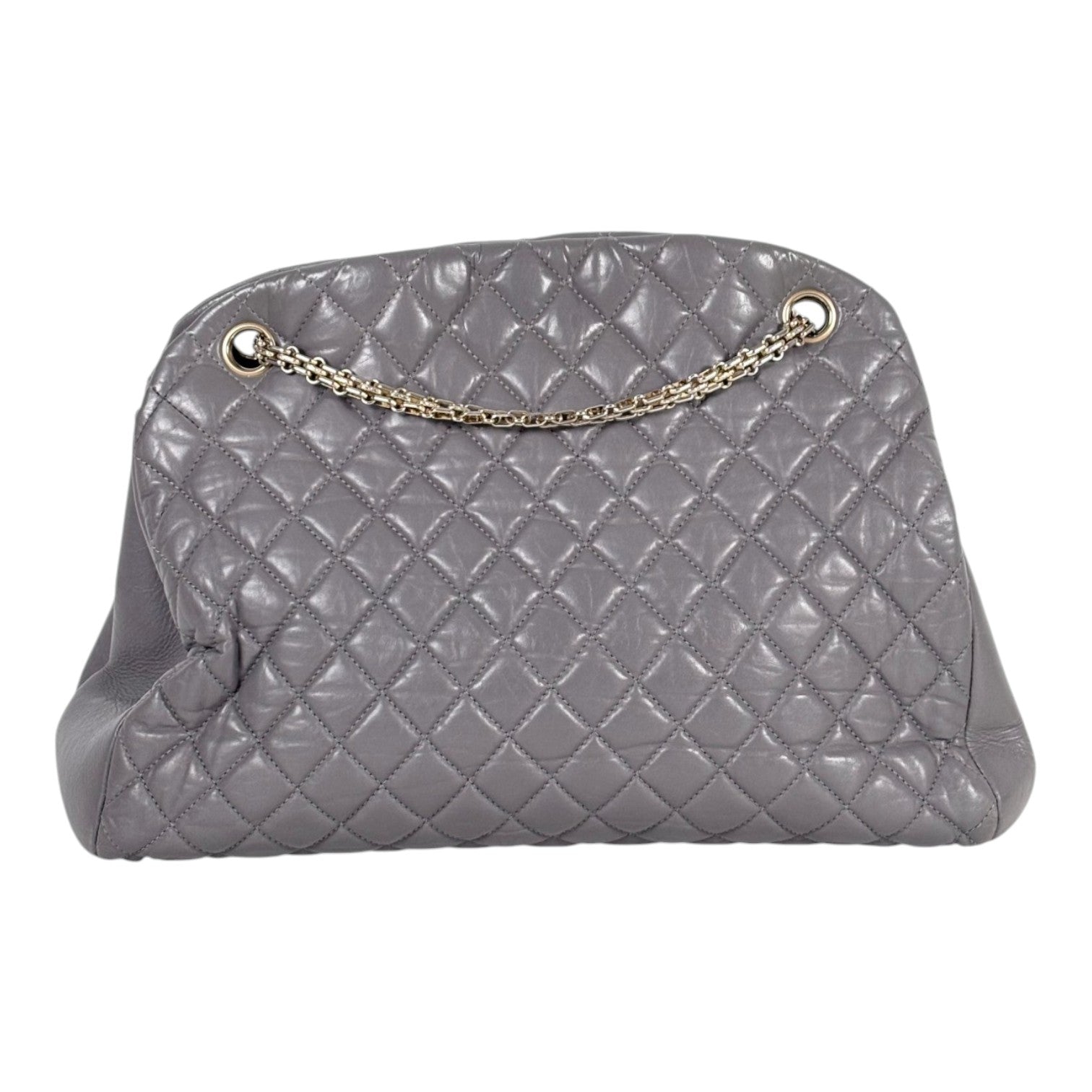 Chanel Vintage Grey Bowling Bag in Calfskin