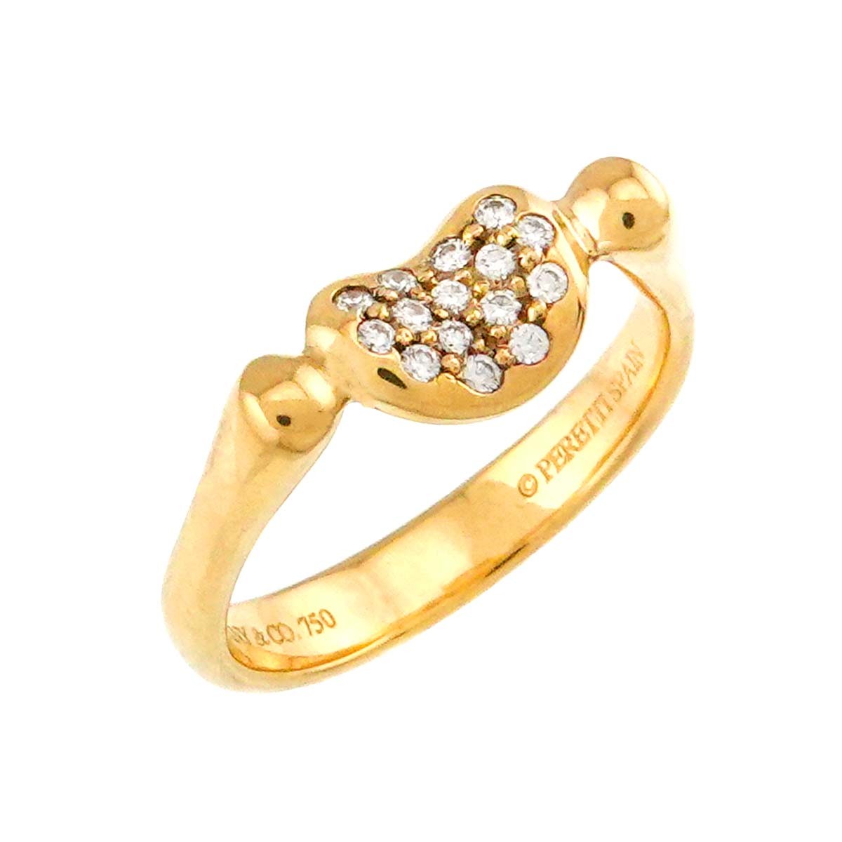TIFFANY Co. Bean Diamond Ring 18K Yellow Gold 750 Size5.5-5.75(US) 902964214