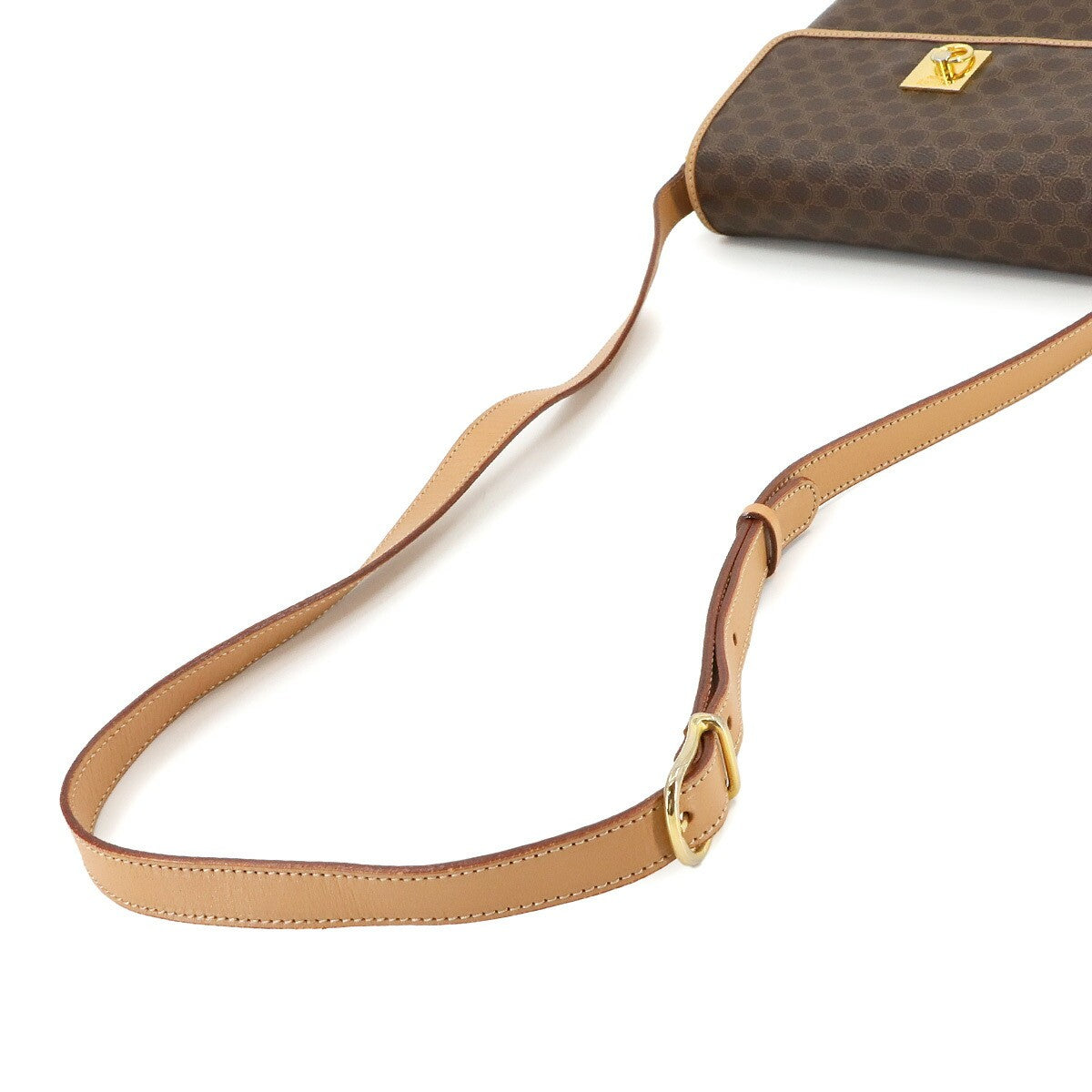 CELINE Macadam Shoulder Bag Leather PVC Brown Vintage Purse 902752754