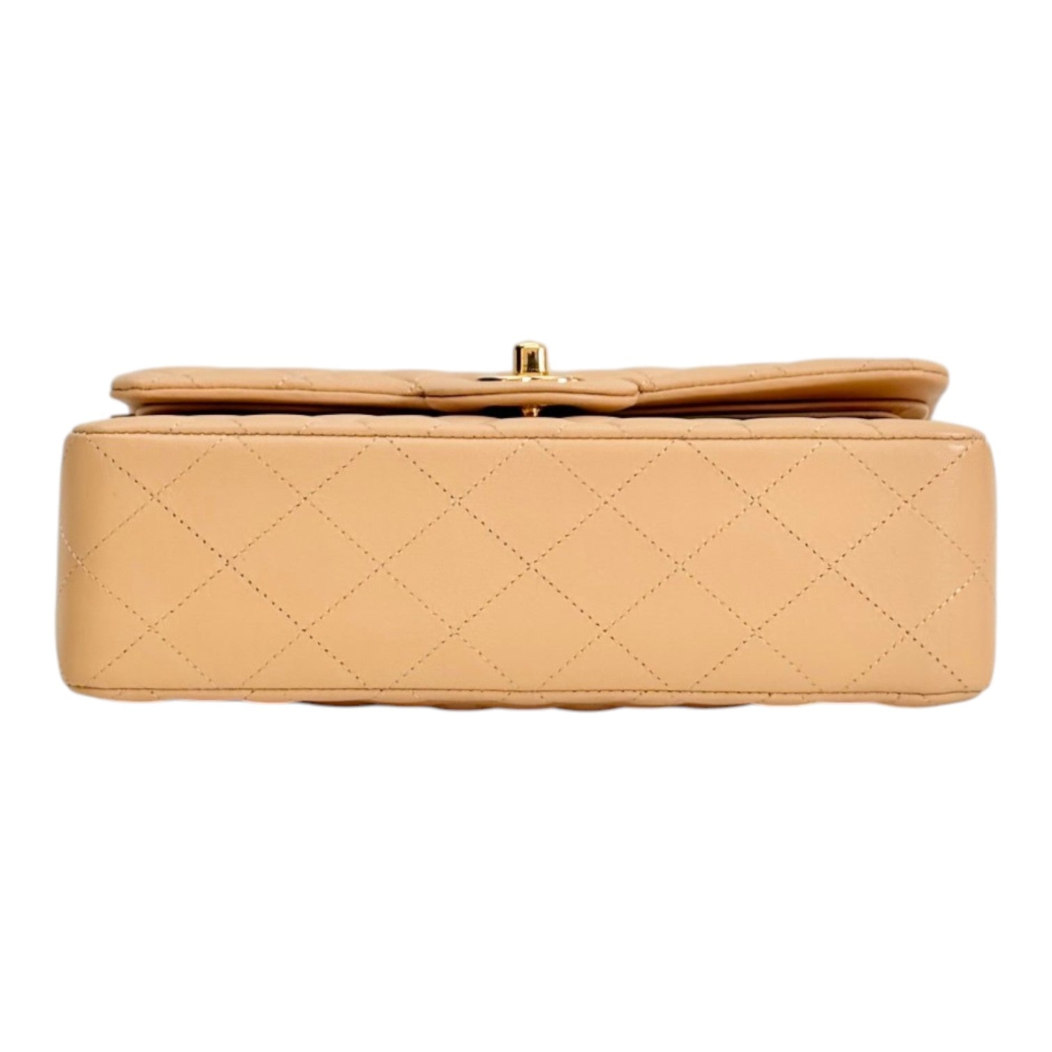 Chanel Small Beige Classic Flap in Lambskin with Gold hardware