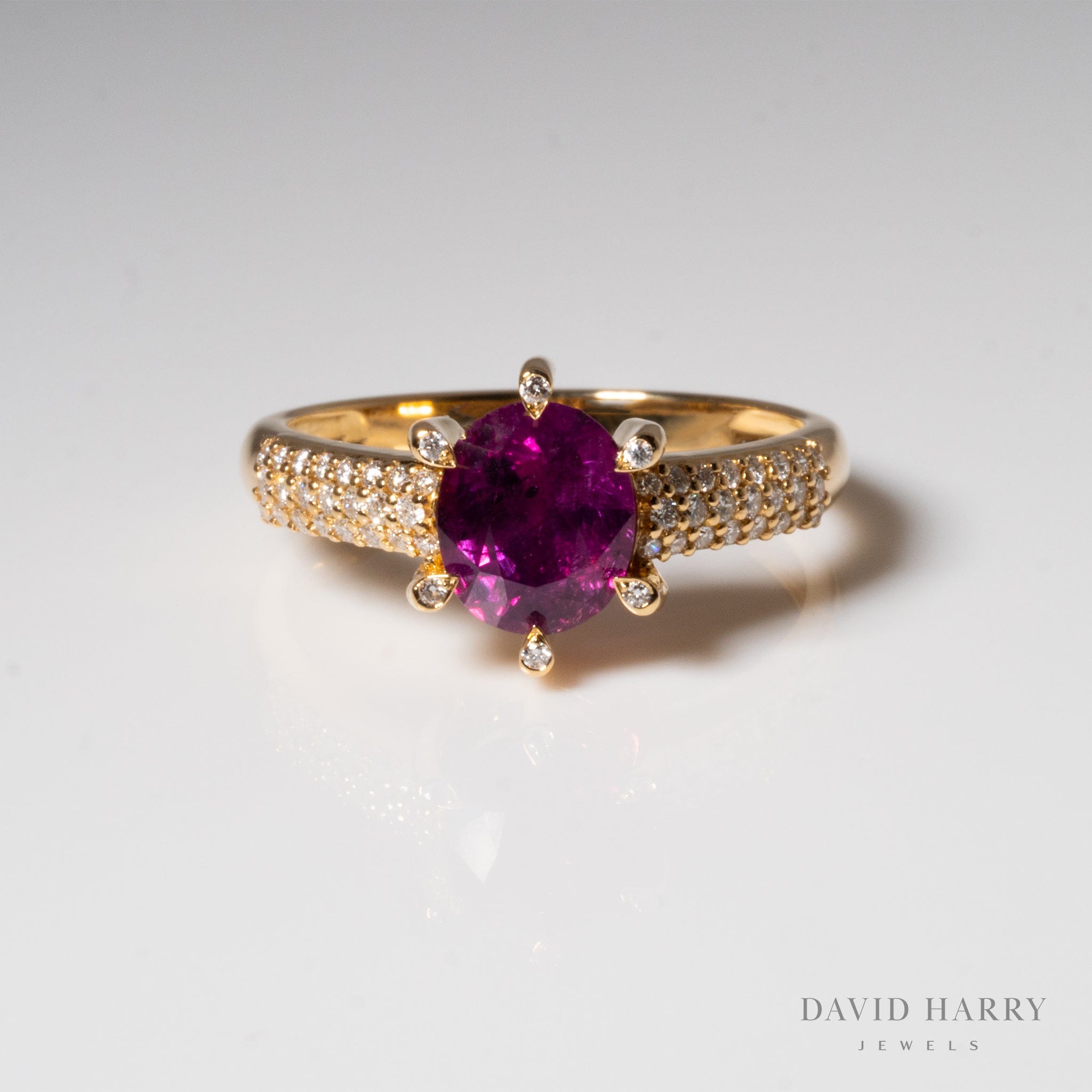 David Harry Jewels 1.57ct Kashmir Purple Sapphire and 0.2ct Diamond 18K Gold Ring