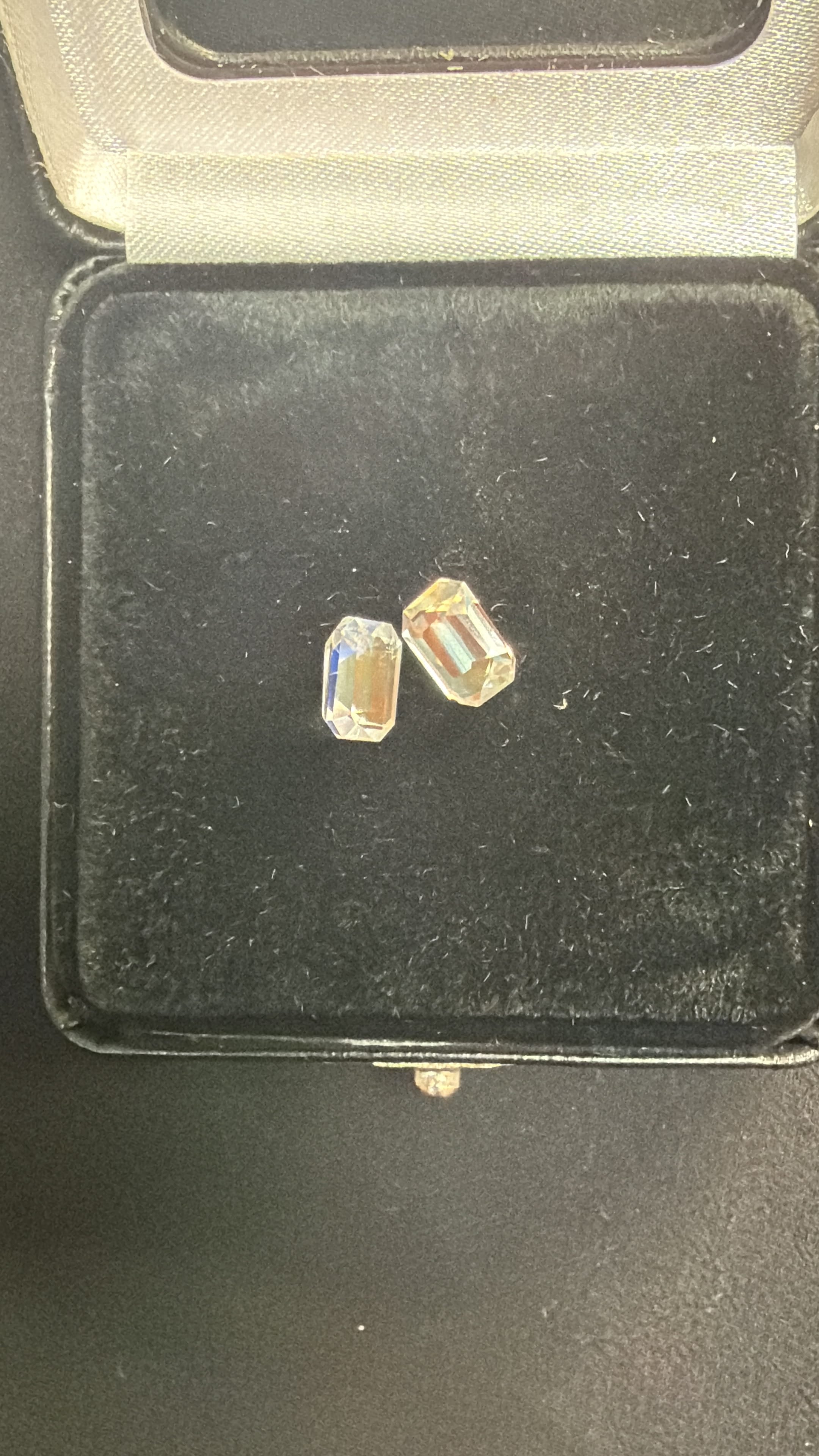 David Harry Jewels 2ct Madagascan Rainbow Moonstone emerald cut pair