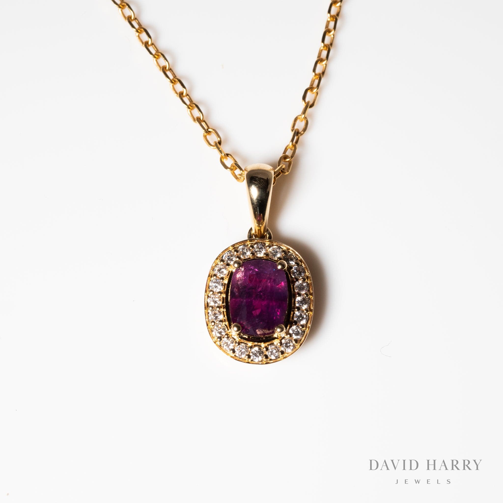 David Harry Jewels 1.48ct Kashmir Purple Sapphire and 0.2ct Diamond 18K Gold Necklace