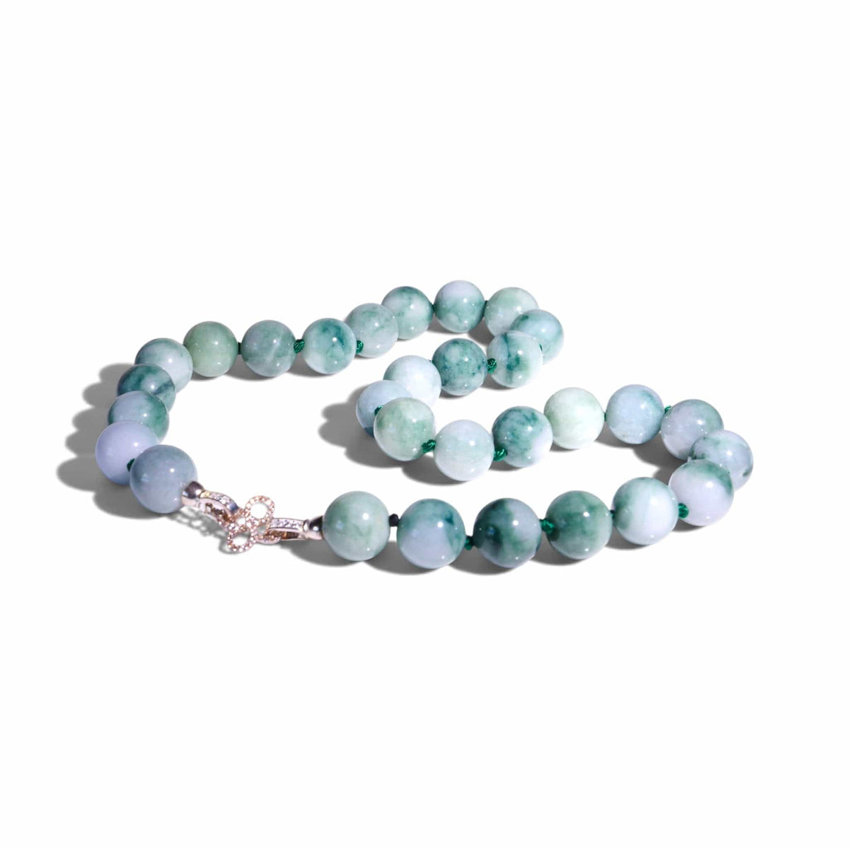 David Harry Jewels Type A Burmese Floating Flower Jadeite Necklace, 13mm Beads