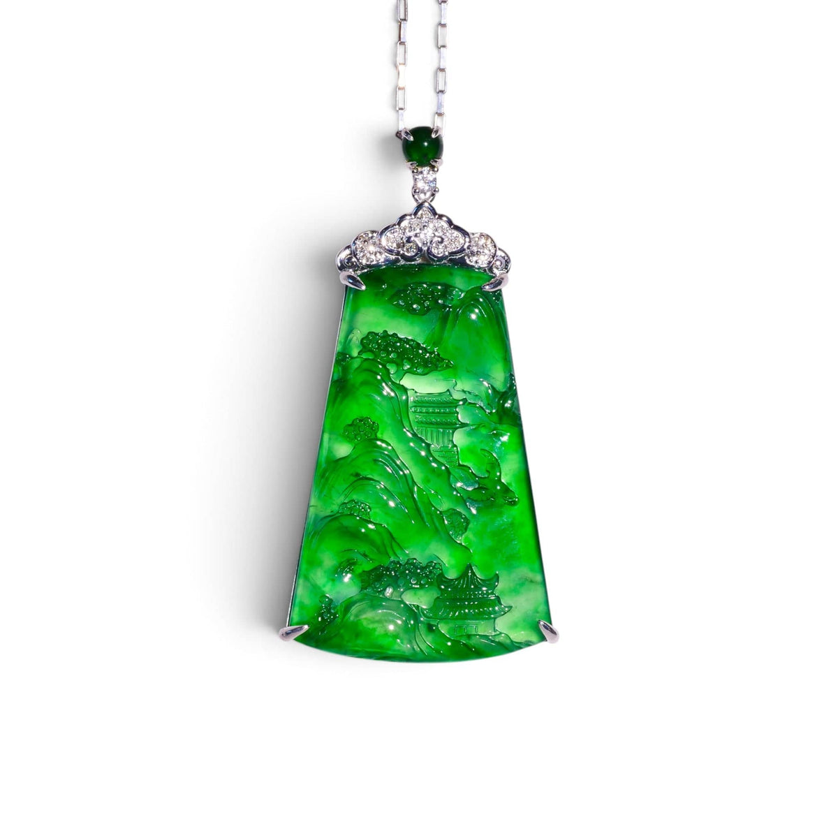 David Harry Jewels Fei Cui Imperial Jadeite Landscape Pendant Medium