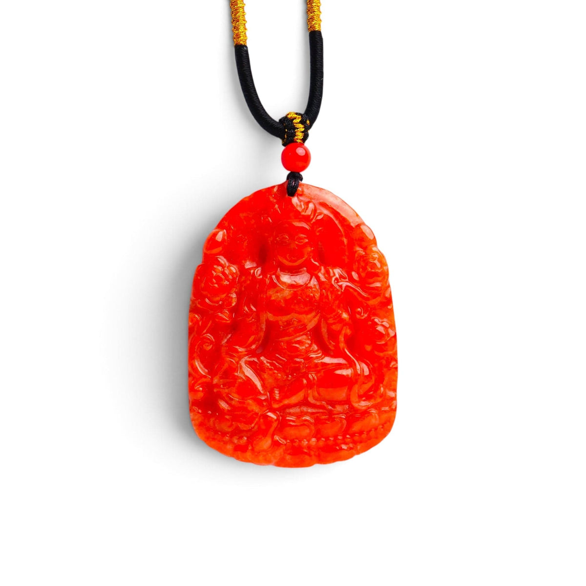 David Harry Jewels Type A Red Jadeite Zuron Carved Pendant