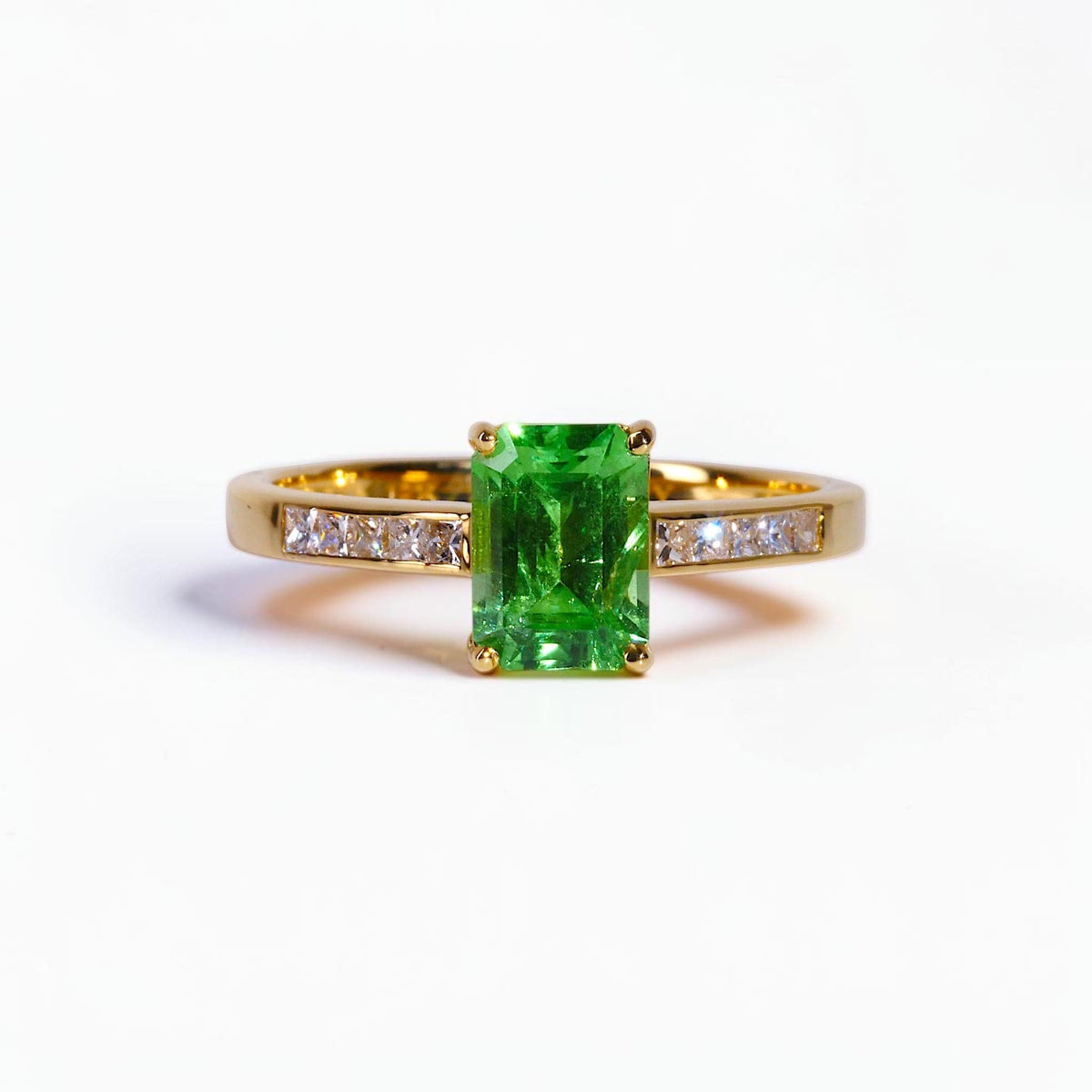 David Harry Jewels 0.27ct Tsavorite Garnet and Diamond Ring in 18ct Yellow Gold