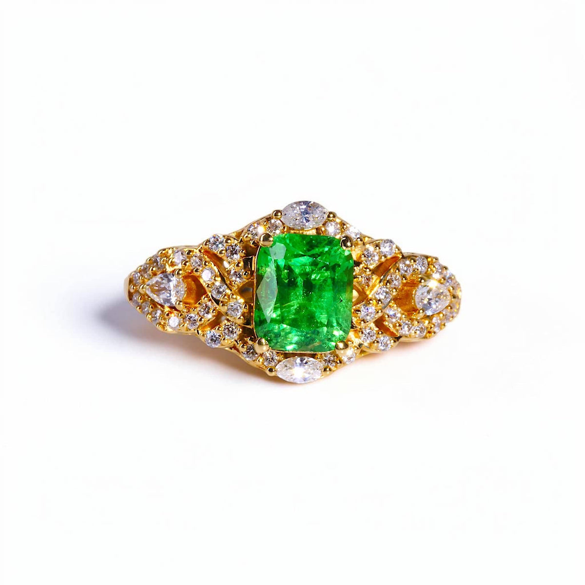 David Harry Jewels 0.50ct Tsavorite Garnet and Diamond Ring in 18ct Yellow Gold