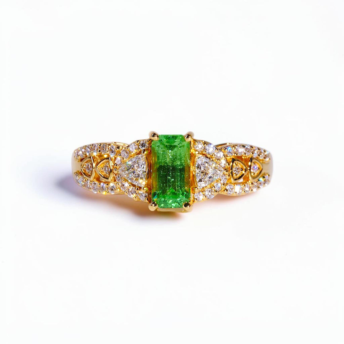 David Harry Jewels 0.80ct Tsavorite Garnet and Diamond Ring in 18ct Yellow Gold
