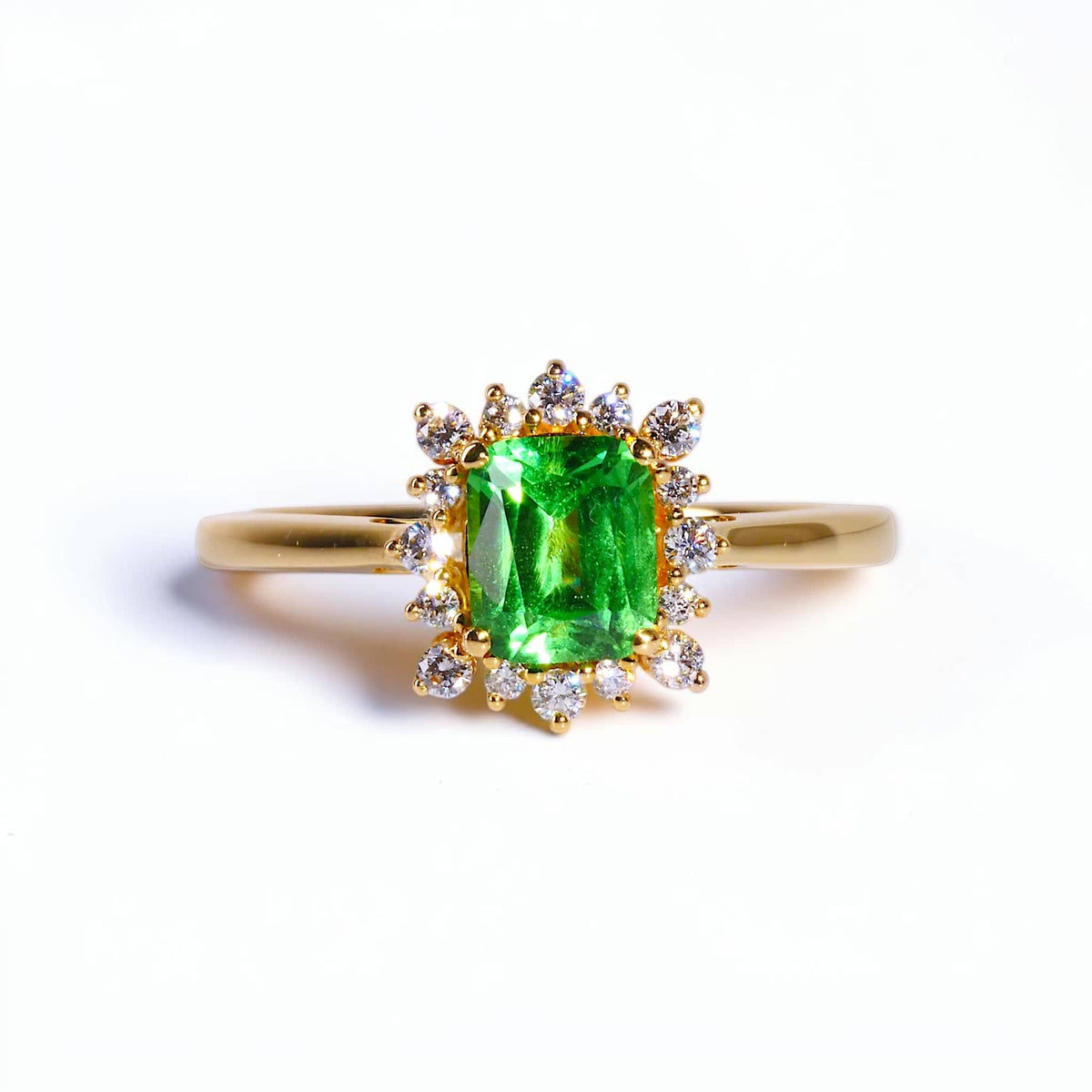 David Harry Jewels 1.04ct Tsavorite Garnet and Diamond Ring in 18ct Yellow Gold