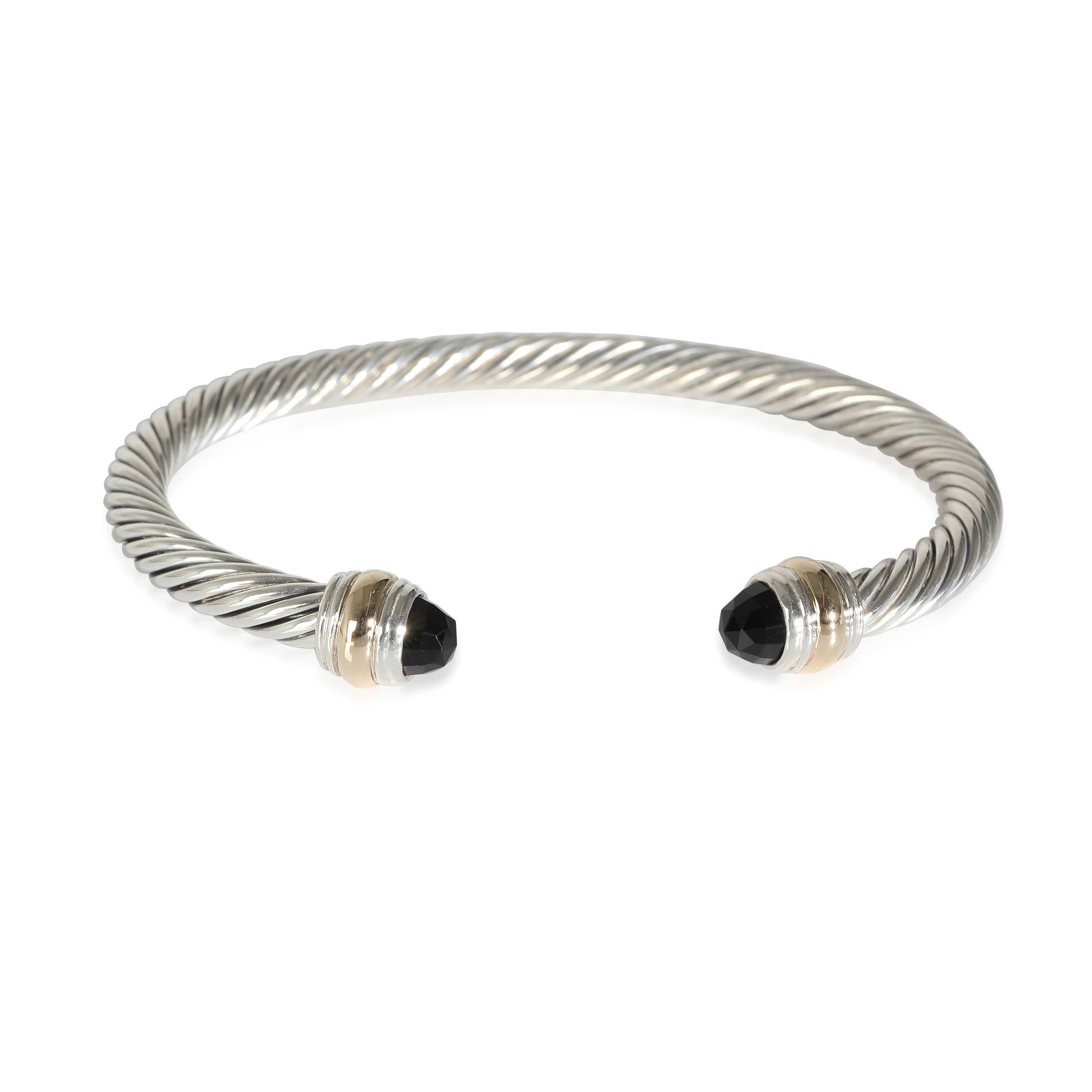 David Yurman David Yurman Cable Classic Onyx Cuff Bangle in 14k Yellow Gold/Sterling Silver