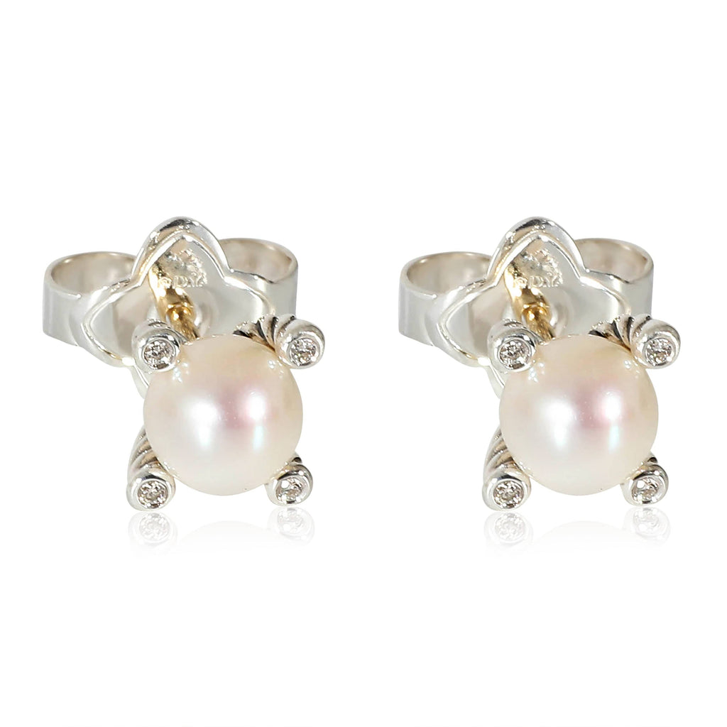David Yurman Cable Collection Pearl Earrings in Sterling Silver
