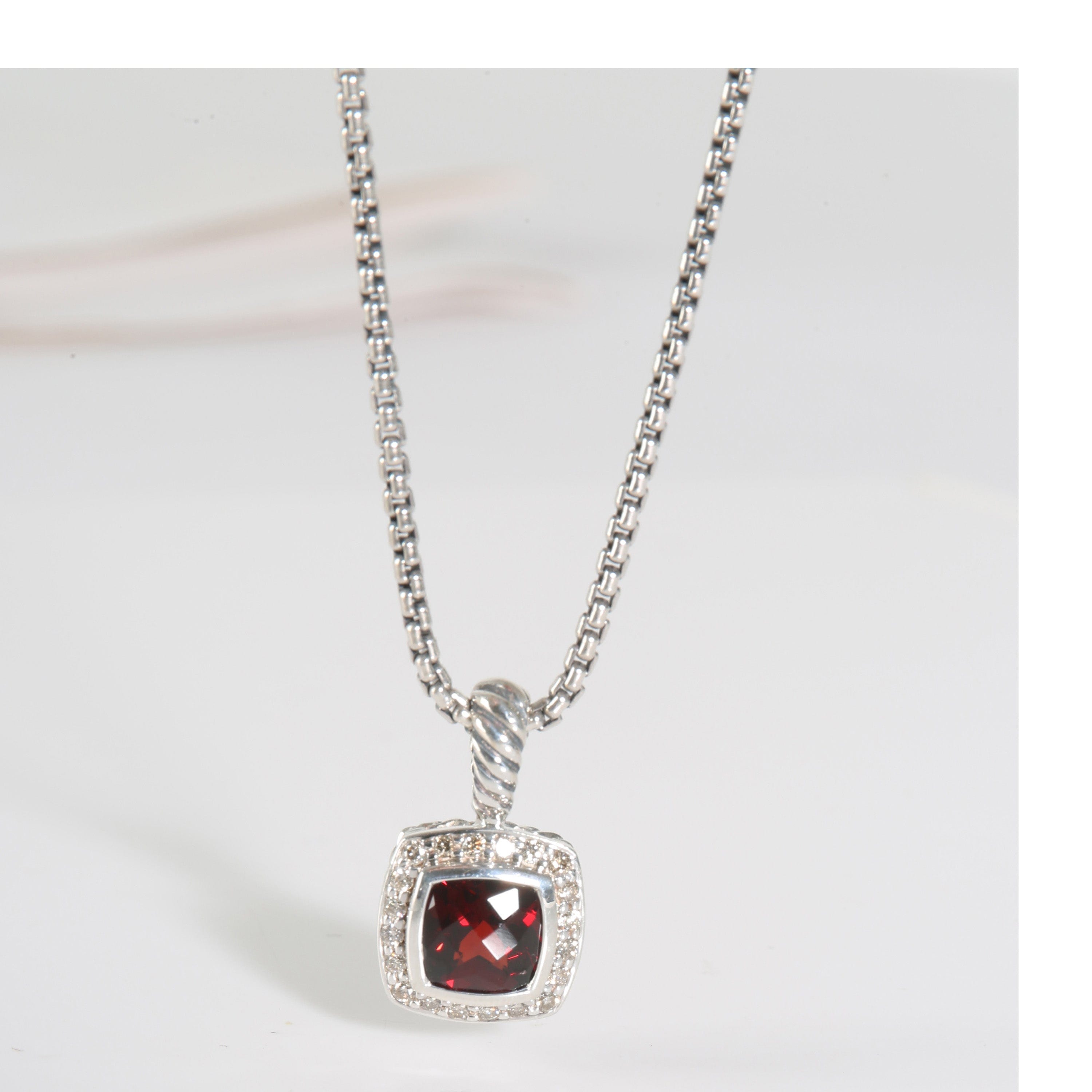 David Yurman Albion Garnet Pendant in  Sterling Silver 0.17 CTW